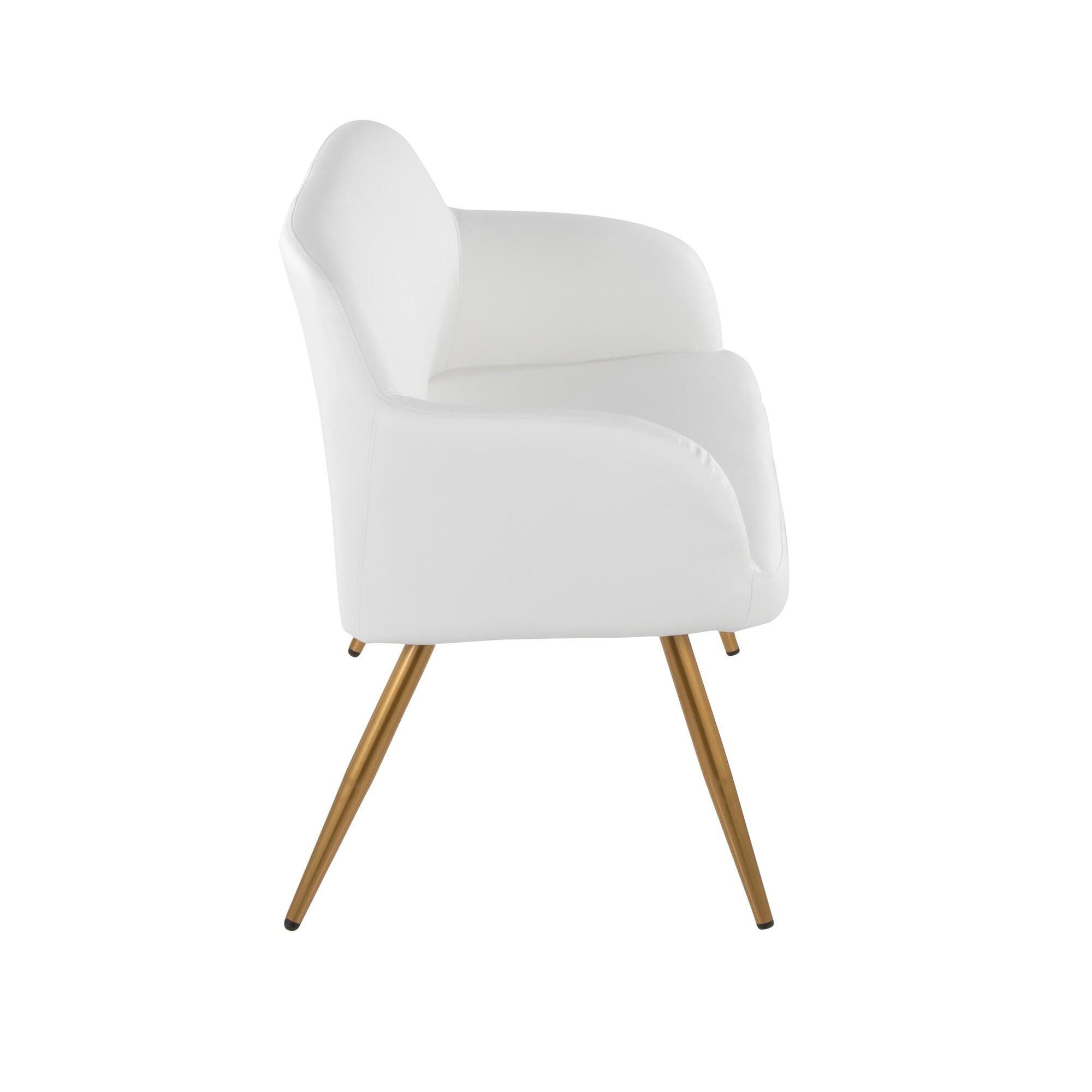 LumiSource Daniella 23" Dining Bench, White/Gold, large