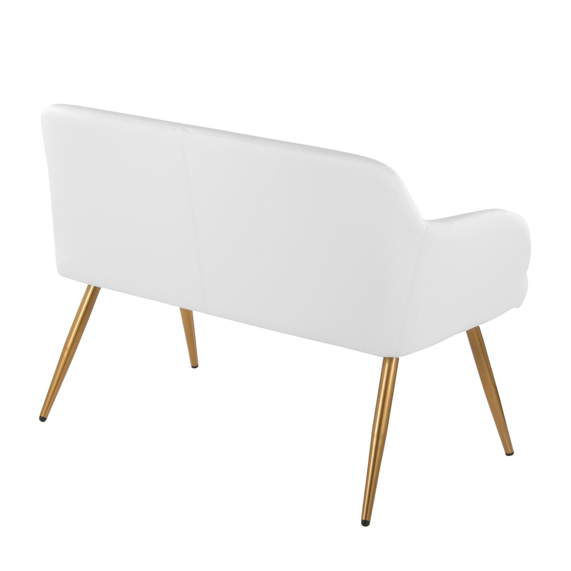 LumiSource Daniella 23" Dining Bench, White/Gold, large