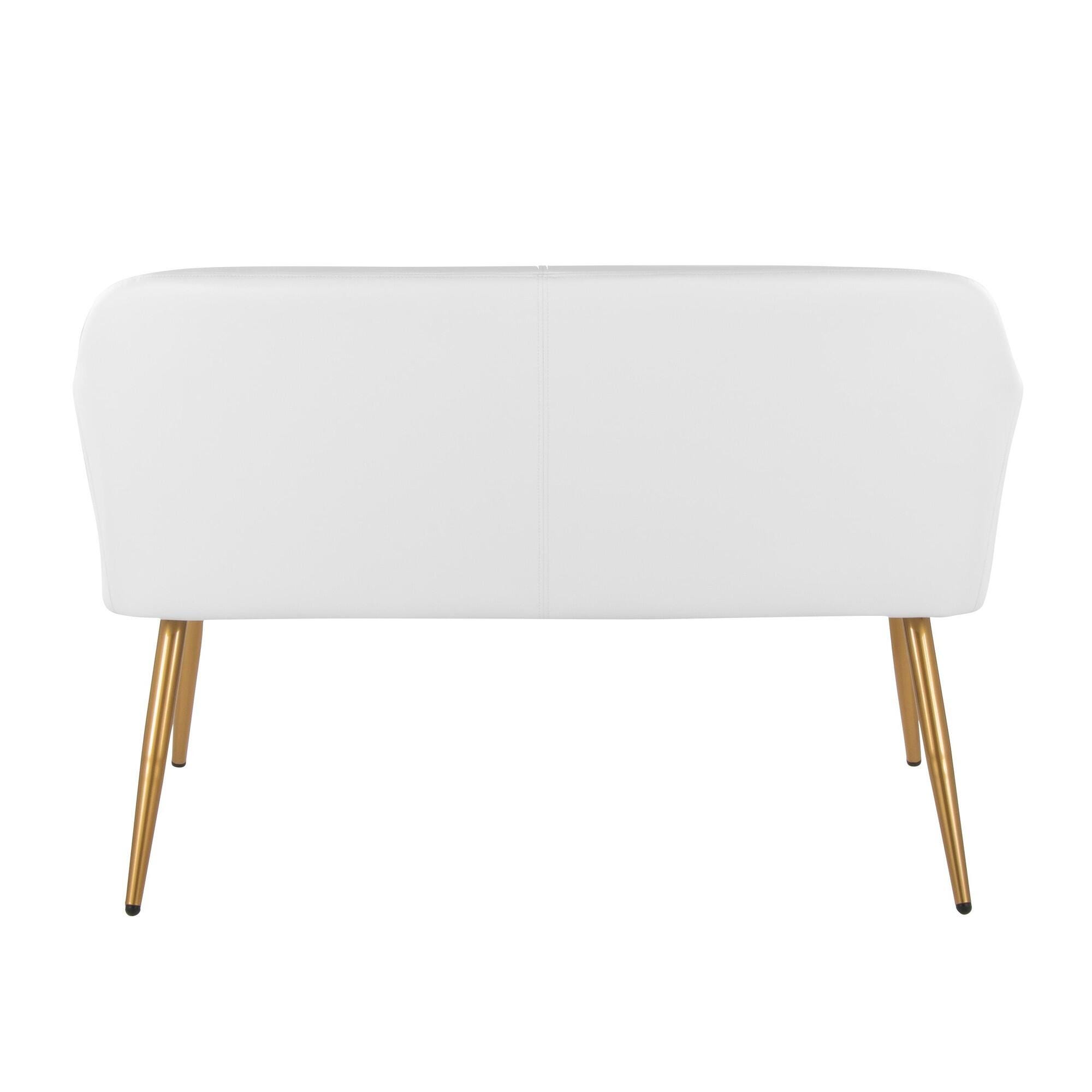LumiSource Daniella 23" Dining Bench, White/Gold, large