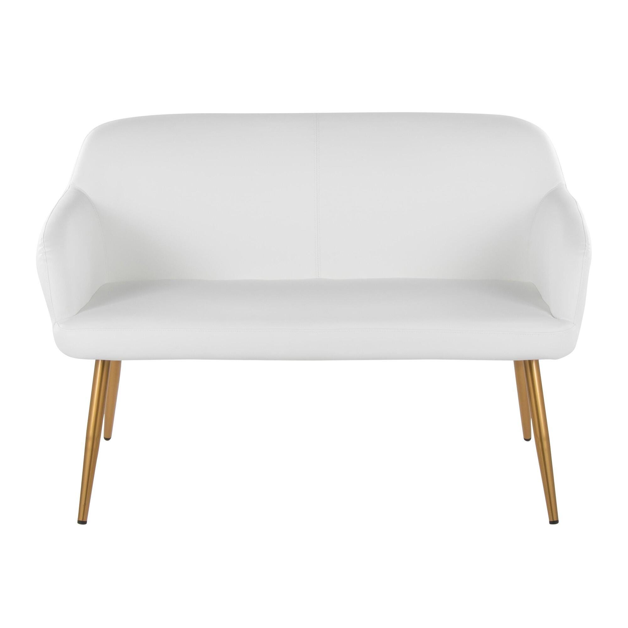 LumiSource Daniella 23" Dining Bench, White/Gold, large