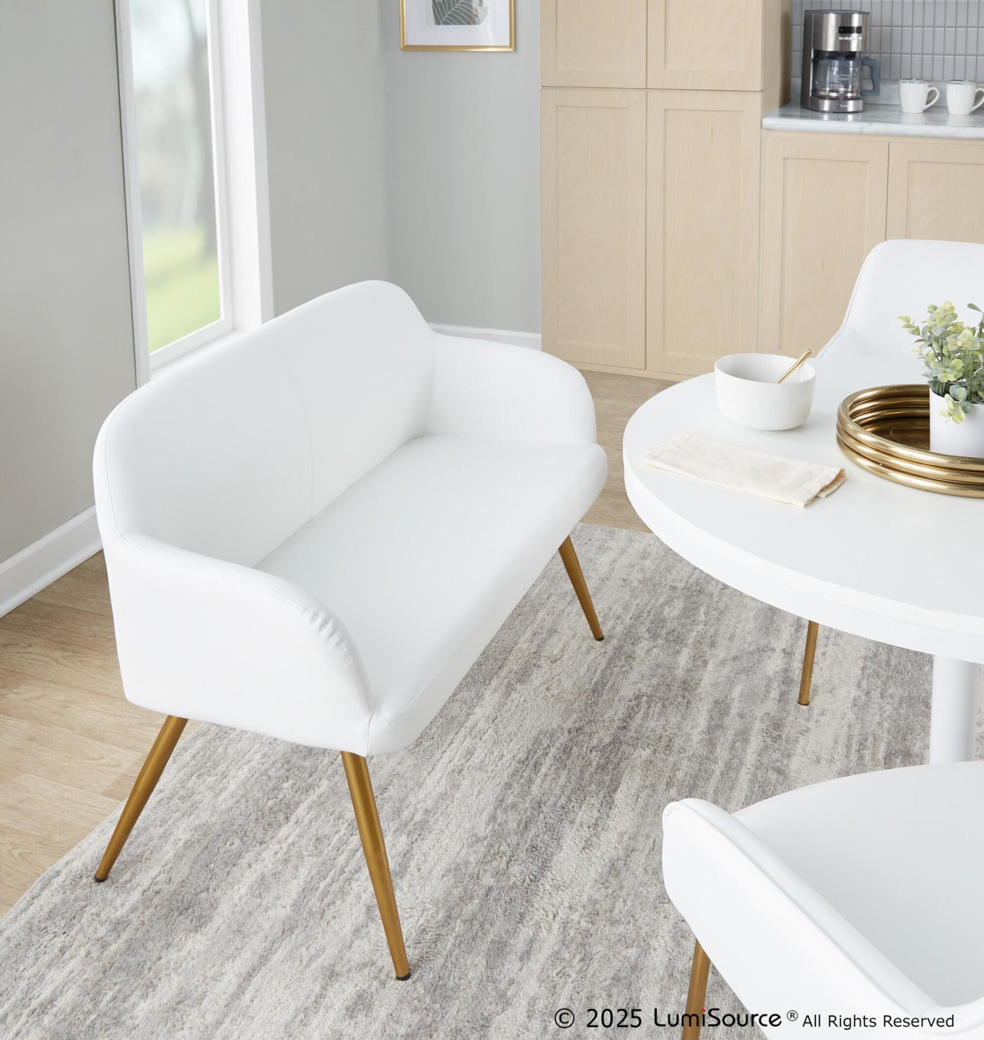 LumiSource Daniella 23" Dining Bench, White/Gold, large