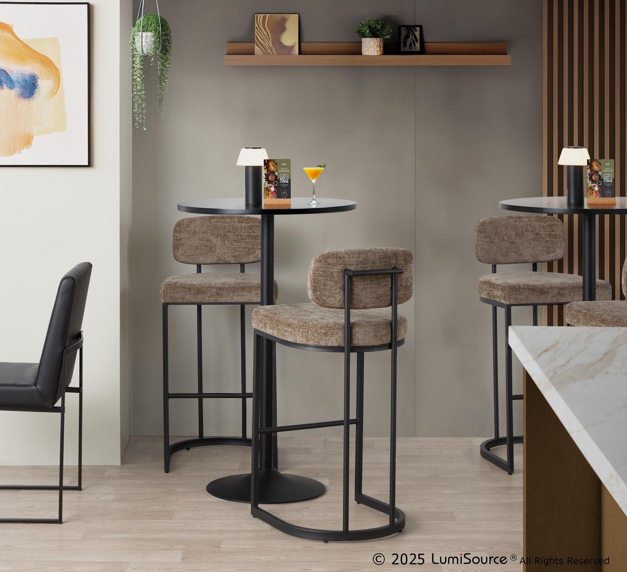 LumiSource Demi Bar Height Bar Stool (Set of 2), Brown/Black, rollover
