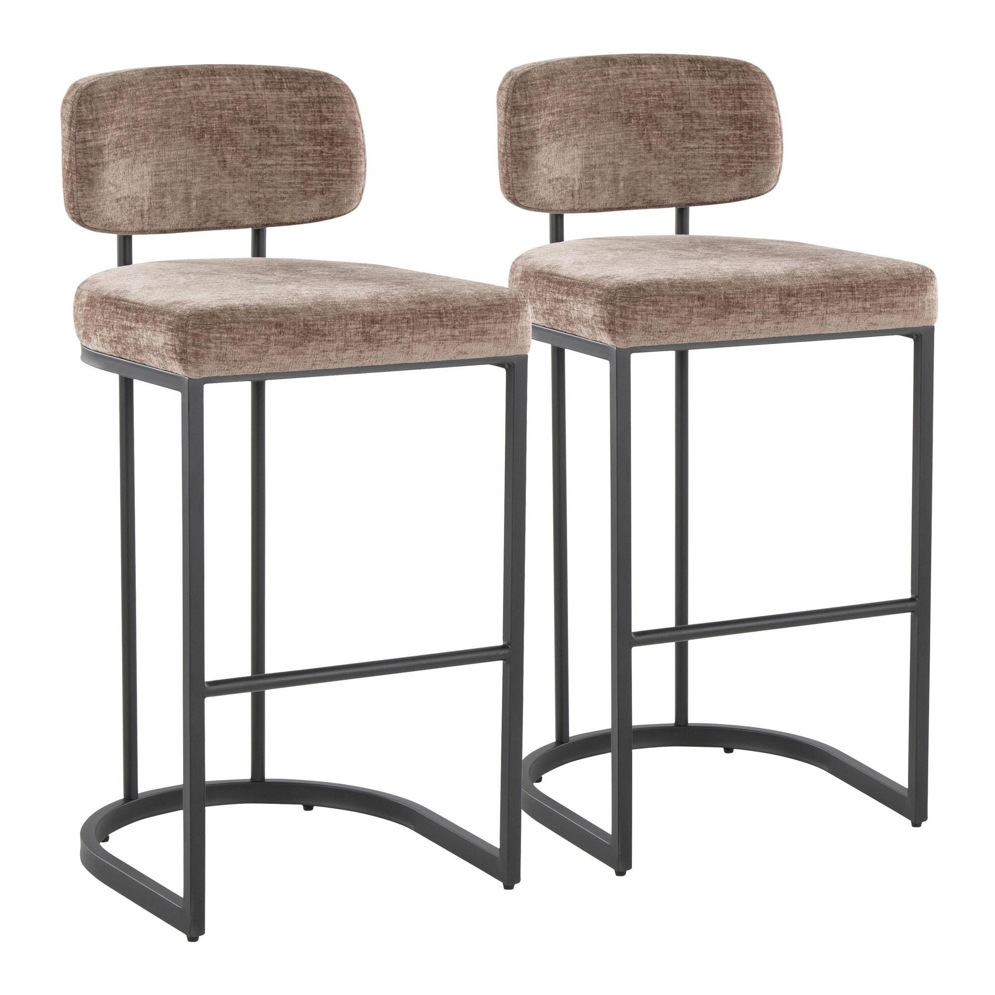 LumiSource Demi Bar Height Bar Stool (Set of 2), Brown/Black, large