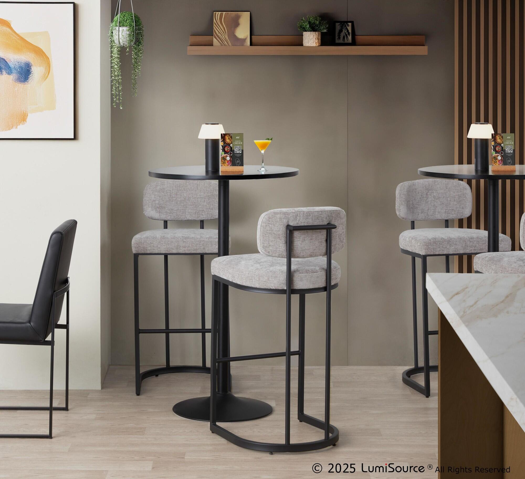 LumiSource Demi Bar Height Bar Stool (Set of 2), Light Gray/Black, large