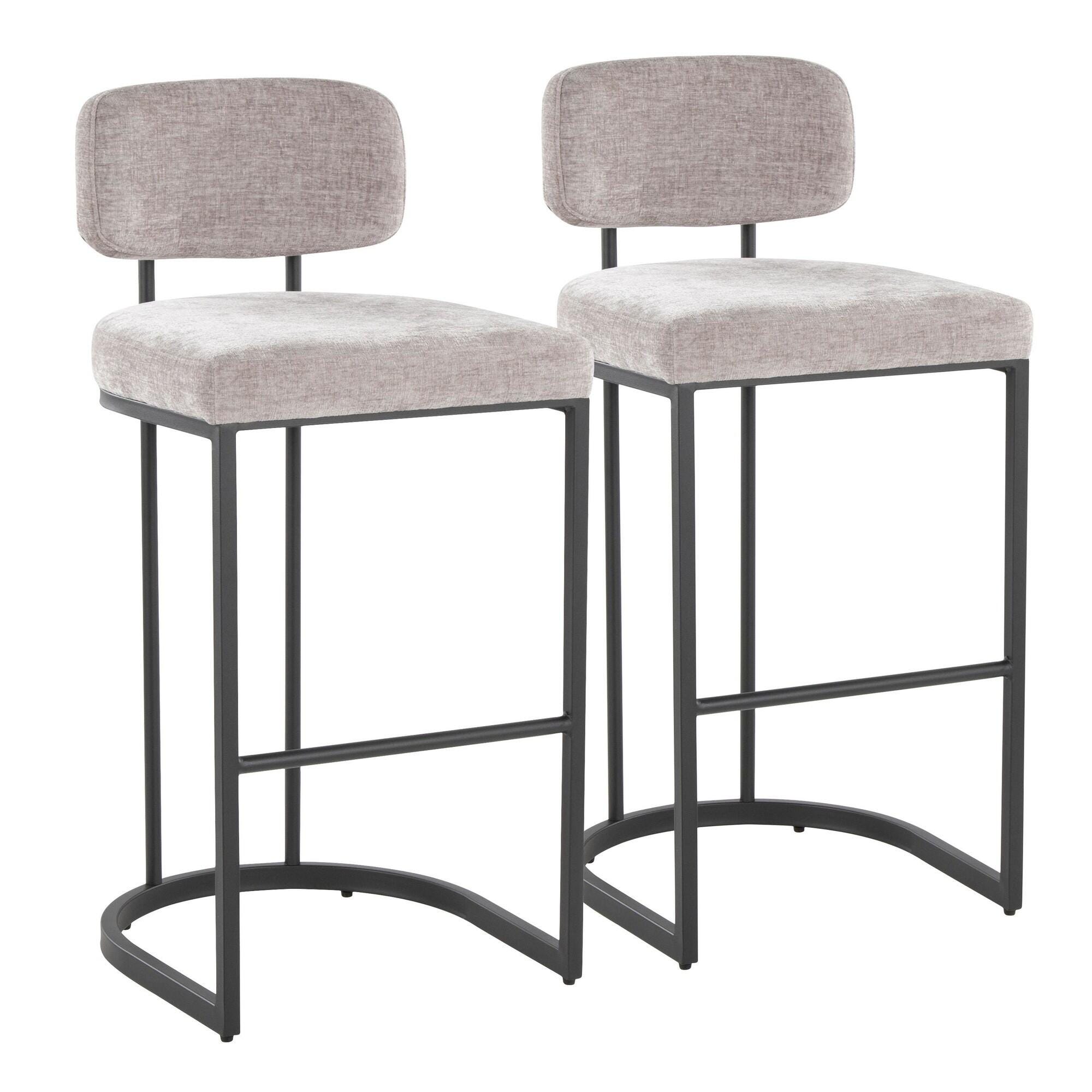 LumiSource Demi Bar Height Bar Stool (Set of 2), Light Gray/Black, large