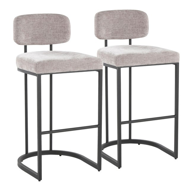 LumiSource Demi Bar Height Bar Stool (Set of 2), Light Gray/Black