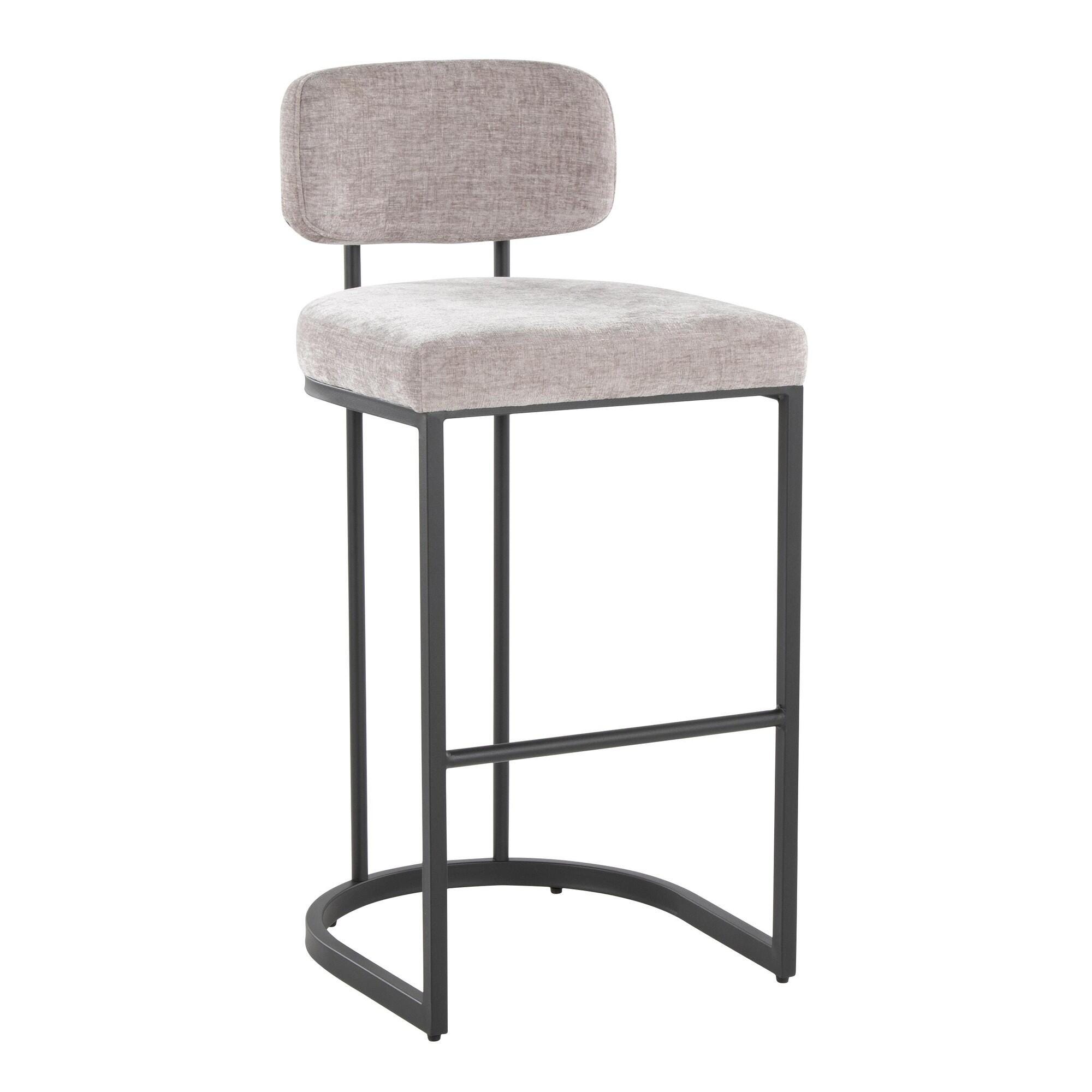 LumiSource Demi Bar Height Bar Stool (Set of 2), Light Gray/Black, large