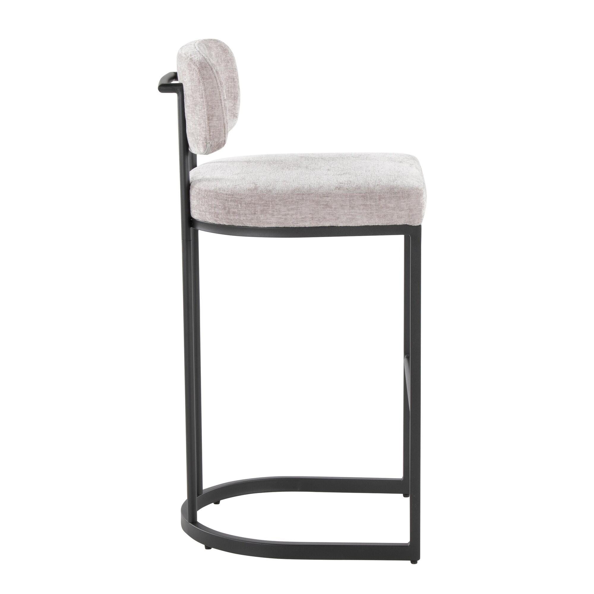 LumiSource Demi Bar Height Bar Stool (Set of 2), Light Gray/Black, large