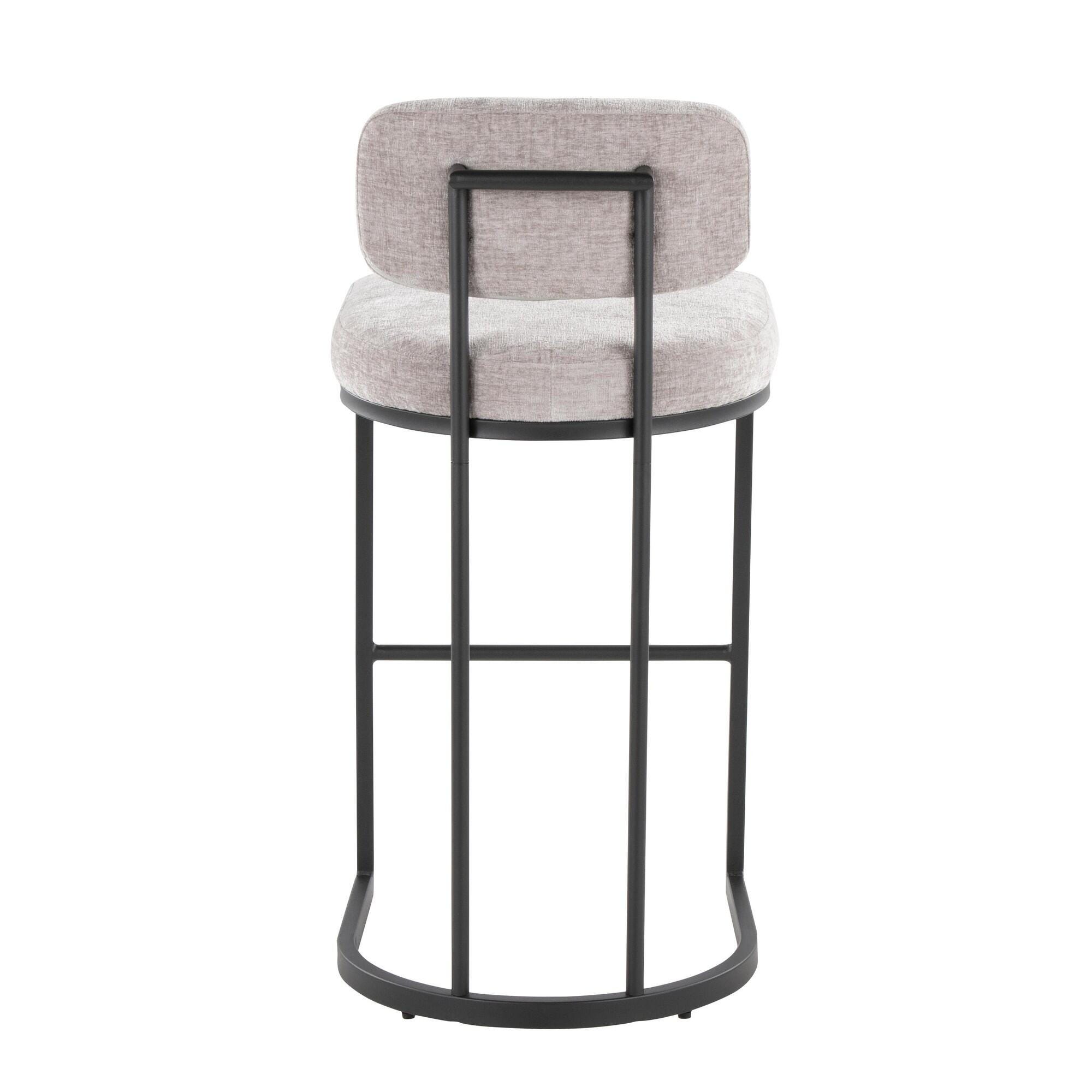 LumiSource Demi Bar Height Bar Stool (Set of 2), Light Gray/Black, large