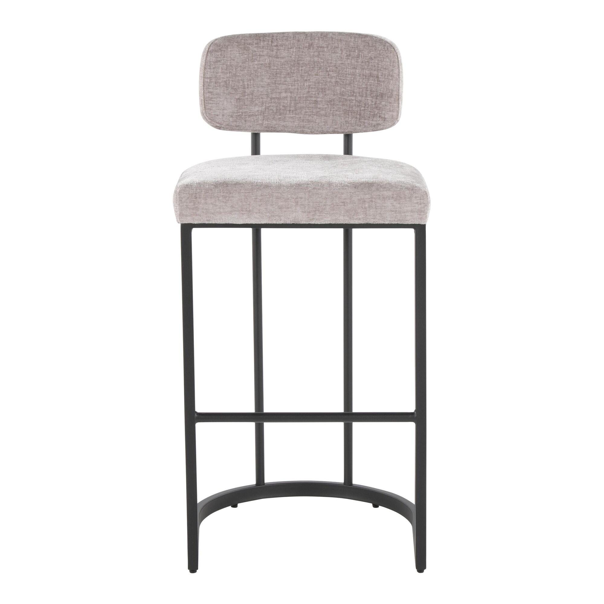 LumiSource Demi Bar Height Bar Stool (Set of 2), Light Gray/Black, large