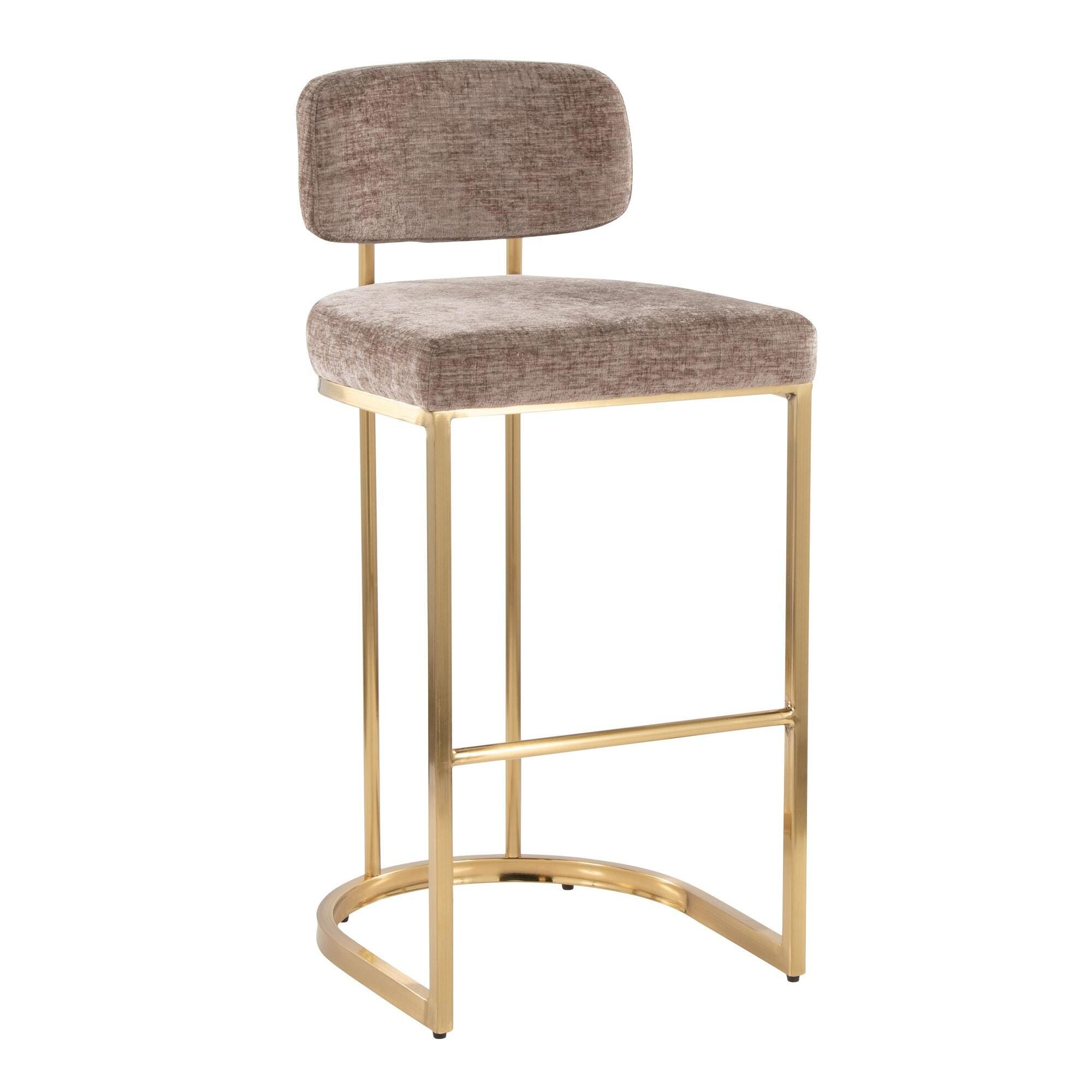 LumiSource Demi Bar Height Bar Stool (Set of 2), Brown/Gold, large