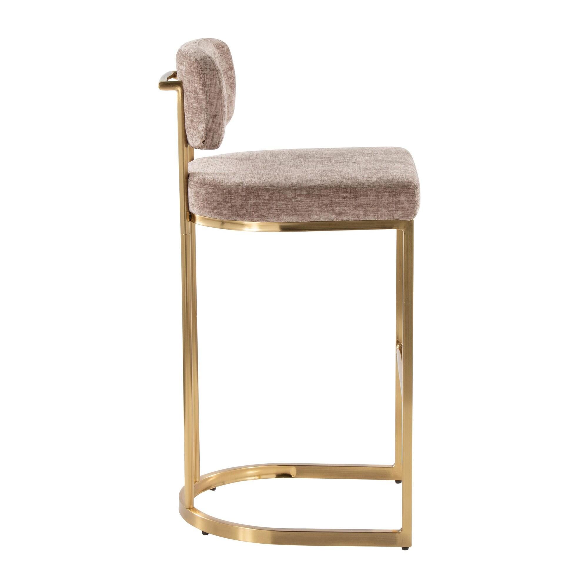 LumiSource Demi Bar Height Bar Stool (Set of 2), Brown/Gold, large