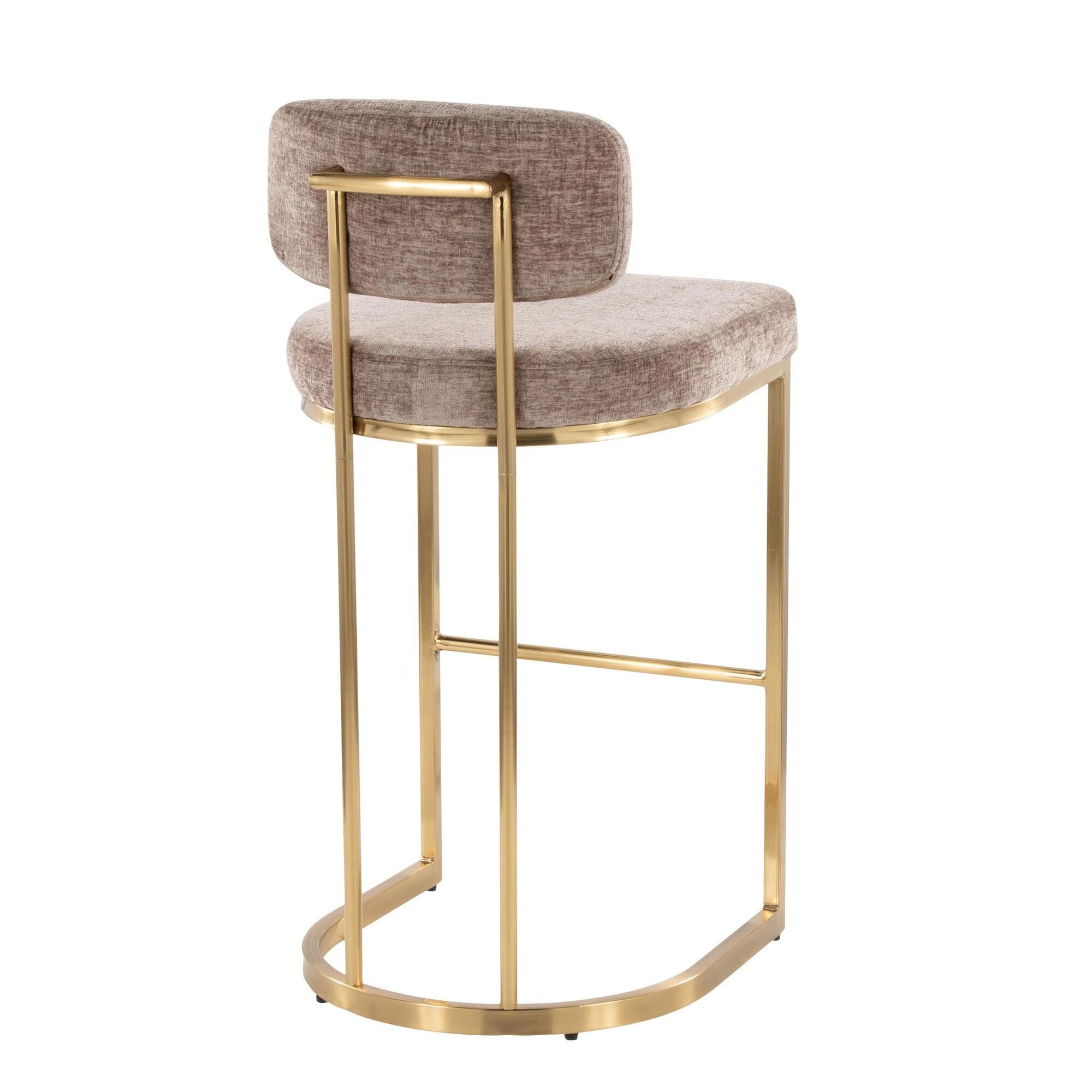 LumiSource Demi Bar Height Bar Stool (Set of 2), Brown/Gold, large