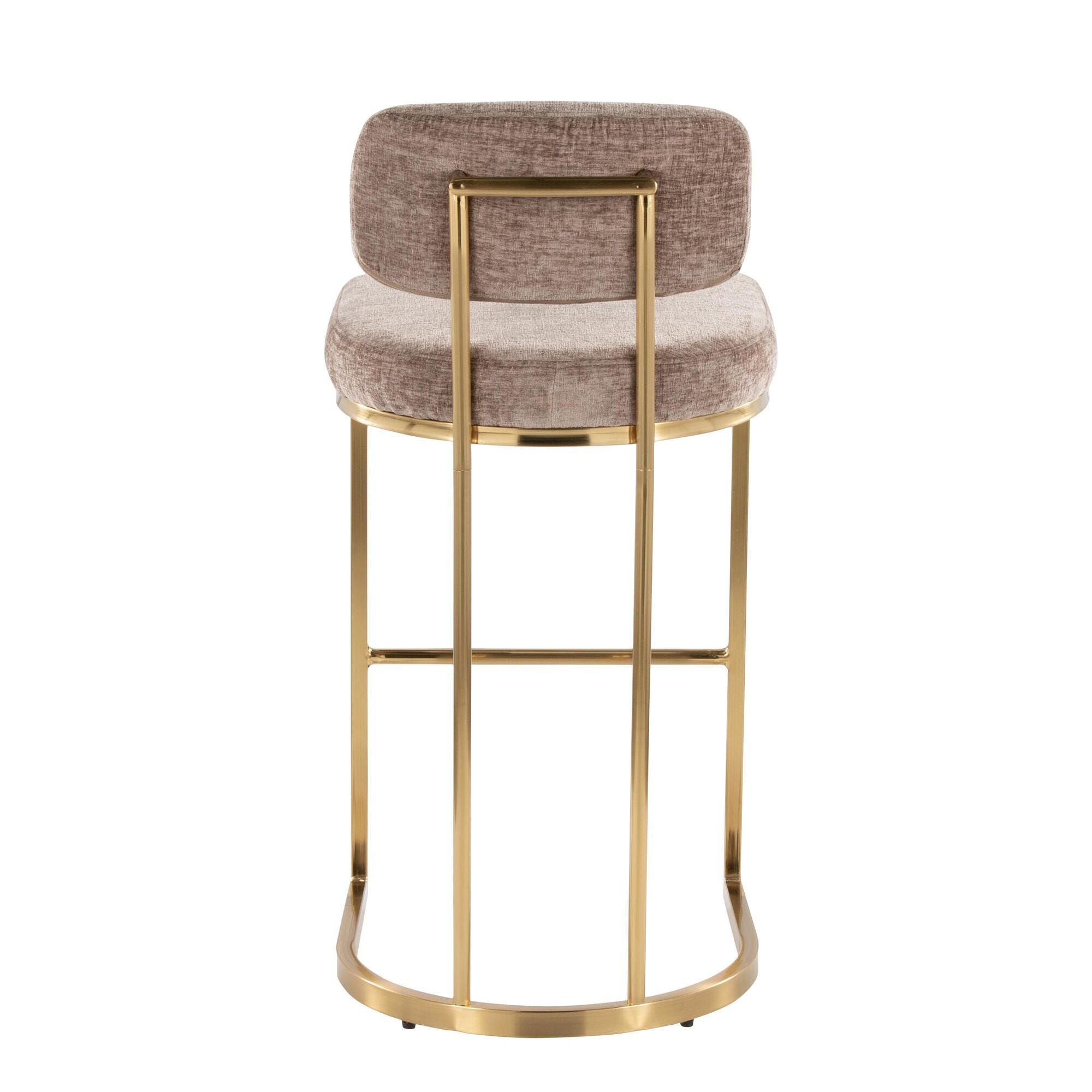 LumiSource Demi Bar Height Bar Stool (Set of 2), Brown/Gold, large