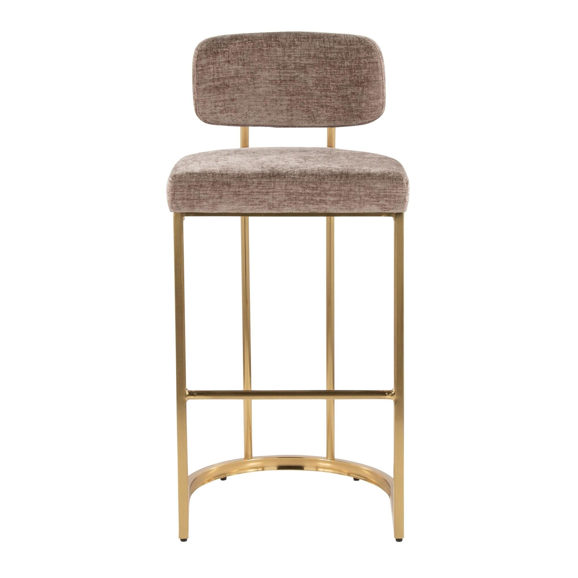 LumiSource Demi Bar Height Bar Stool (Set of 2), Brown/Gold, large