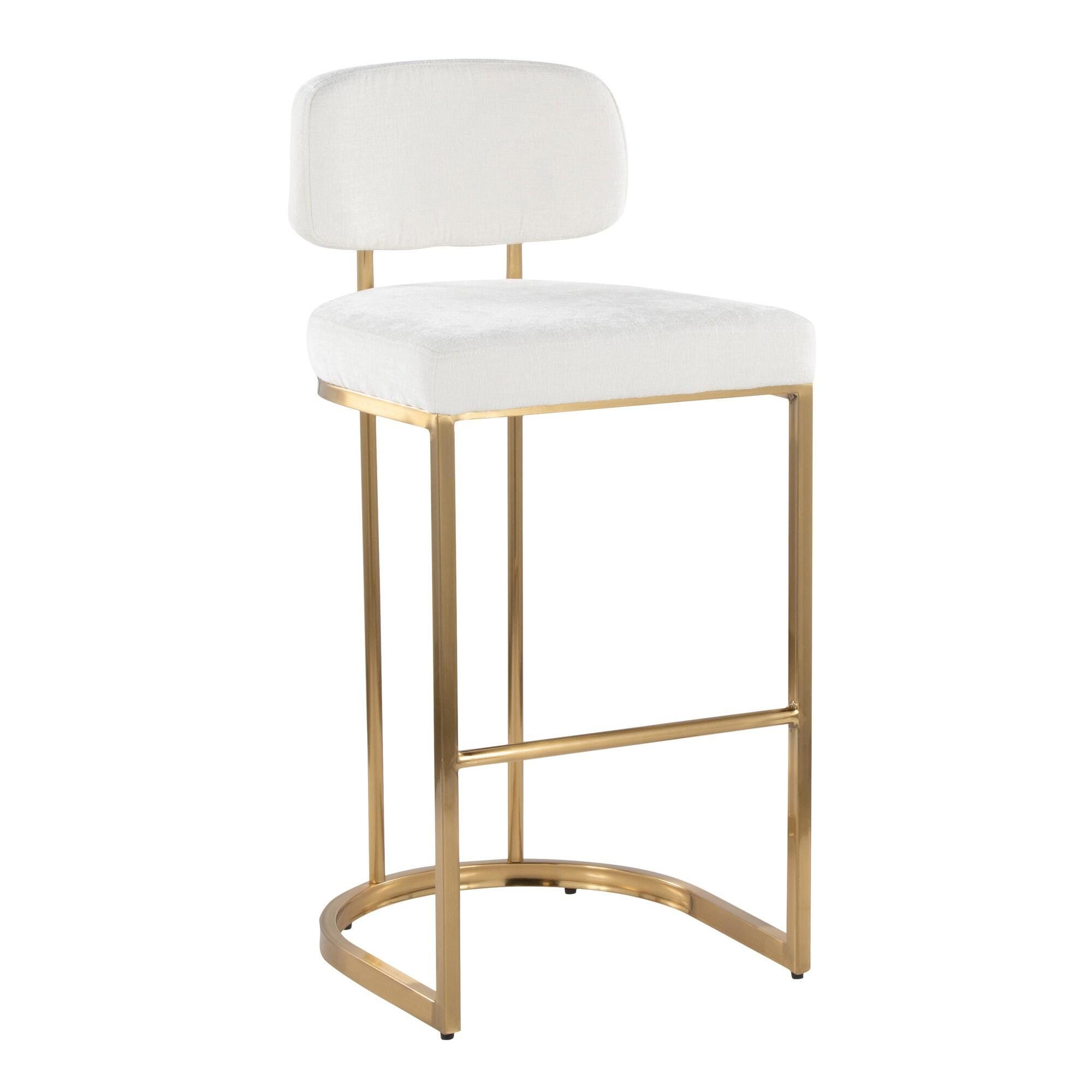 LumiSource Demi Bar Height Bar Stool (Set of 2), Cream/Gold, large
