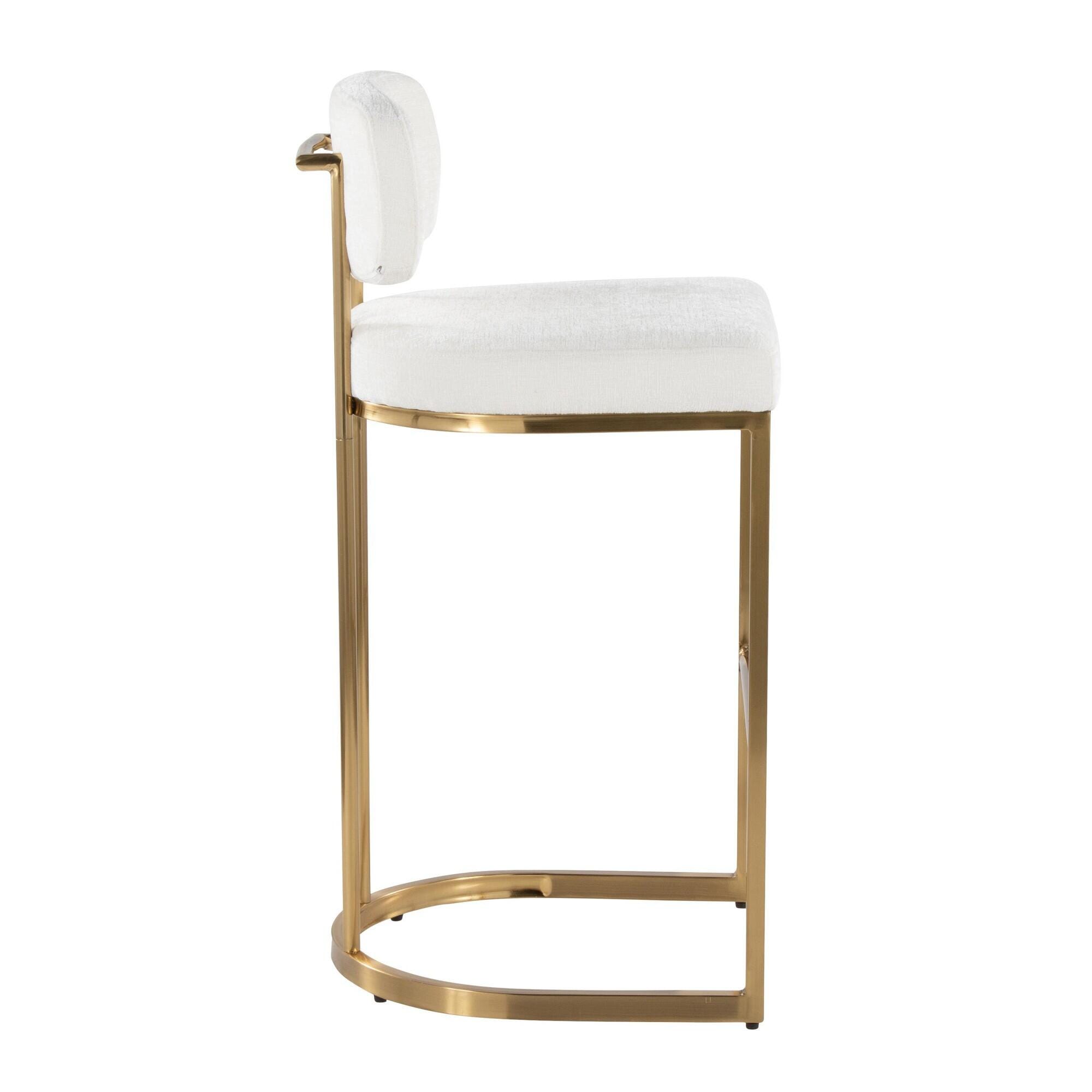 LumiSource Demi Bar Height Bar Stool (Set of 2), Cream/Gold, large