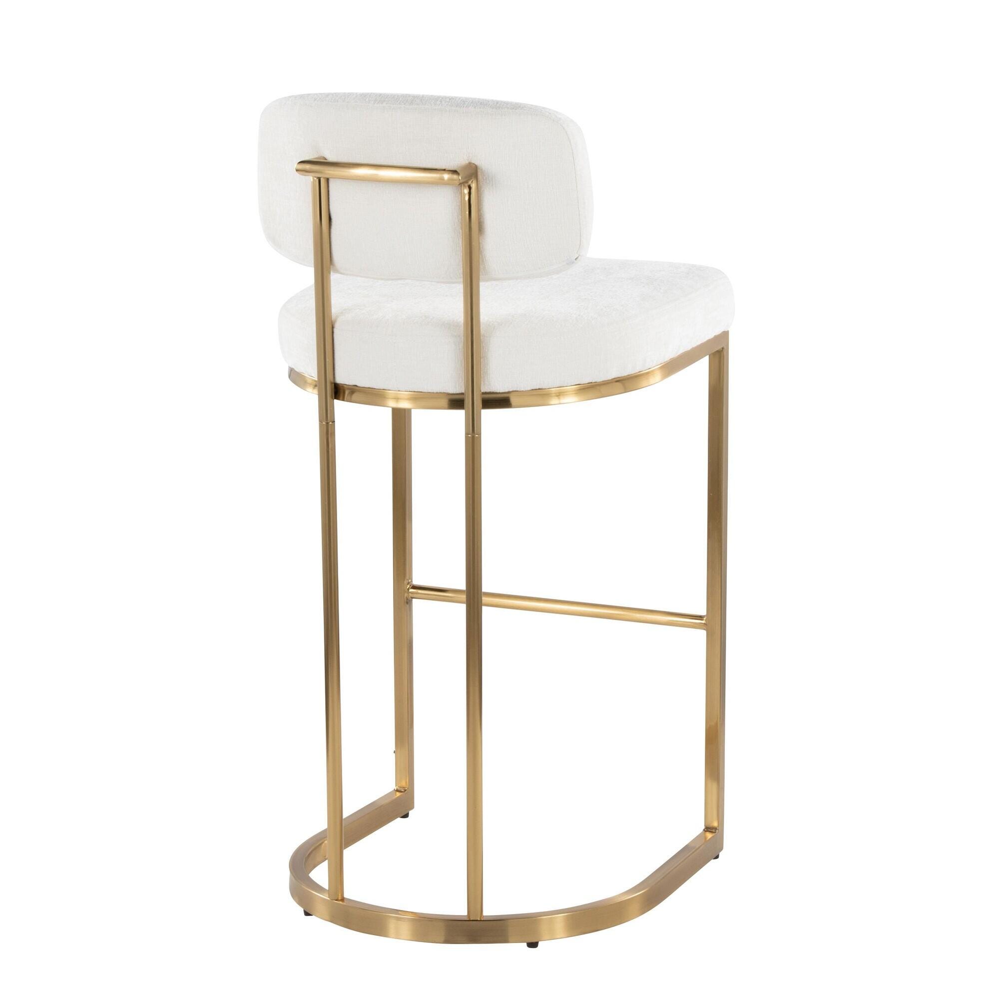 LumiSource Demi Bar Height Bar Stool (Set of 2), Cream/Gold, large