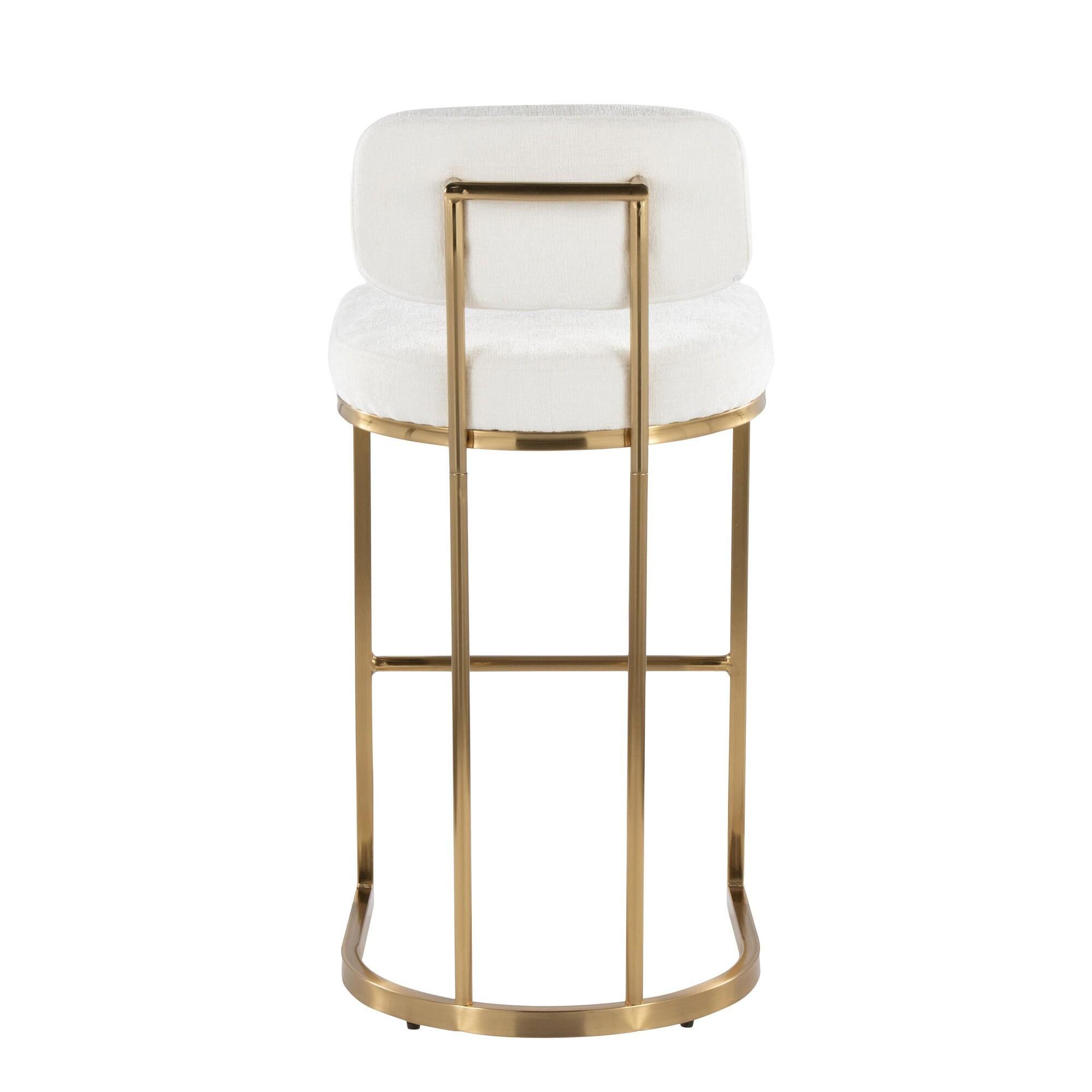 LumiSource Demi Bar Height Bar Stool (Set of 2), Cream/Gold, large