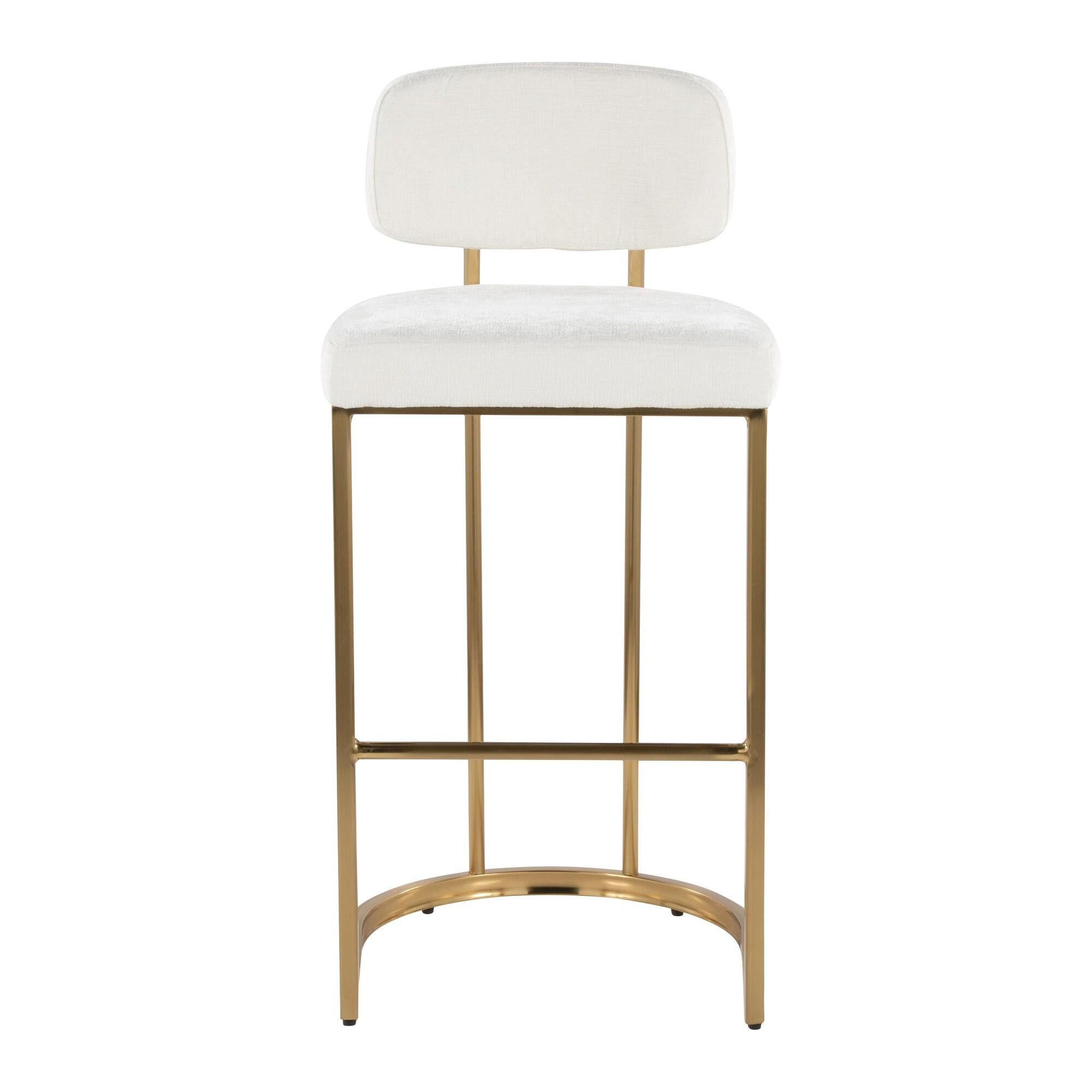 LumiSource Demi Bar Height Bar Stool (Set of 2), Cream/Gold, large