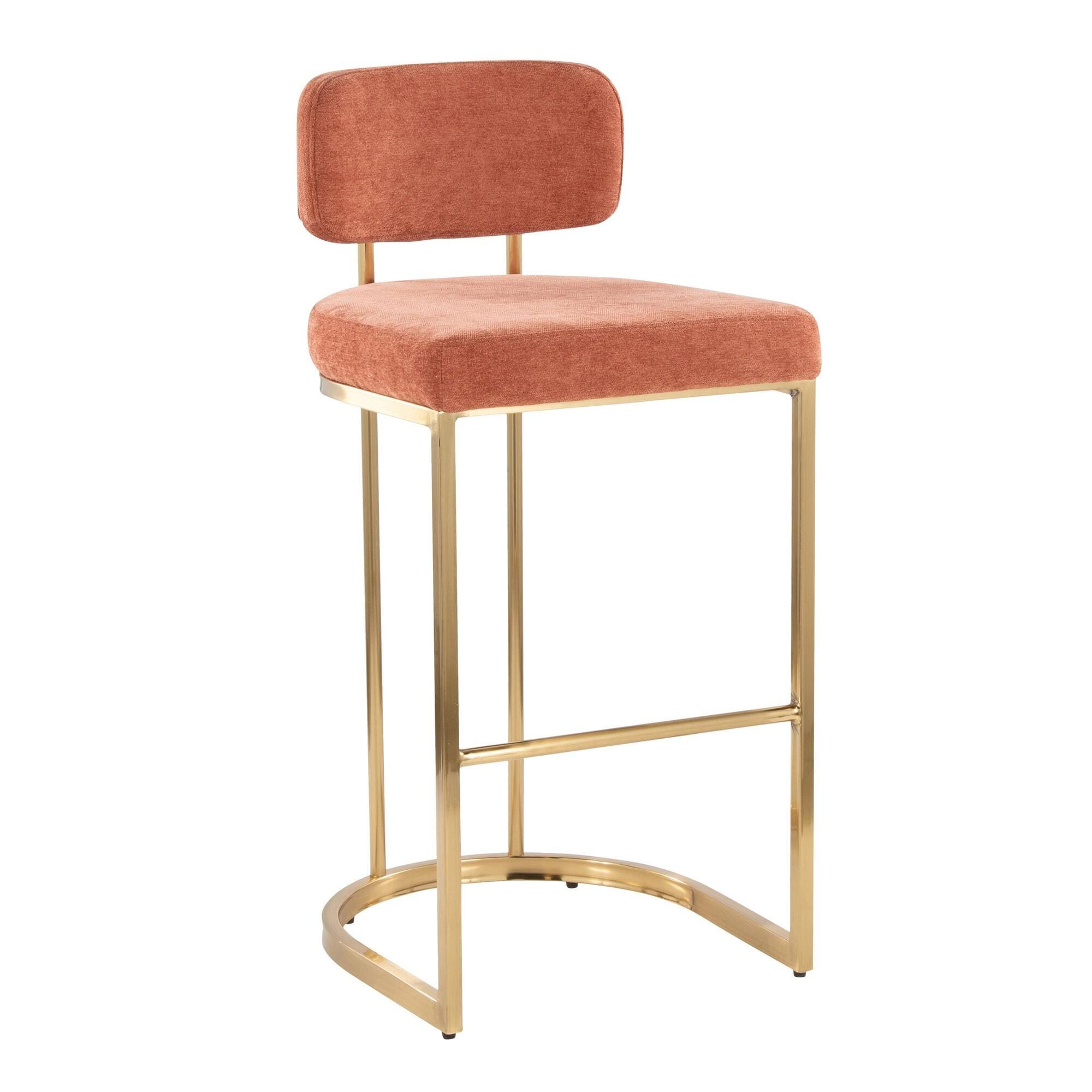LumiSource Demi Bar Height Bar Stool (Set of 2), Salmon/Gold, large