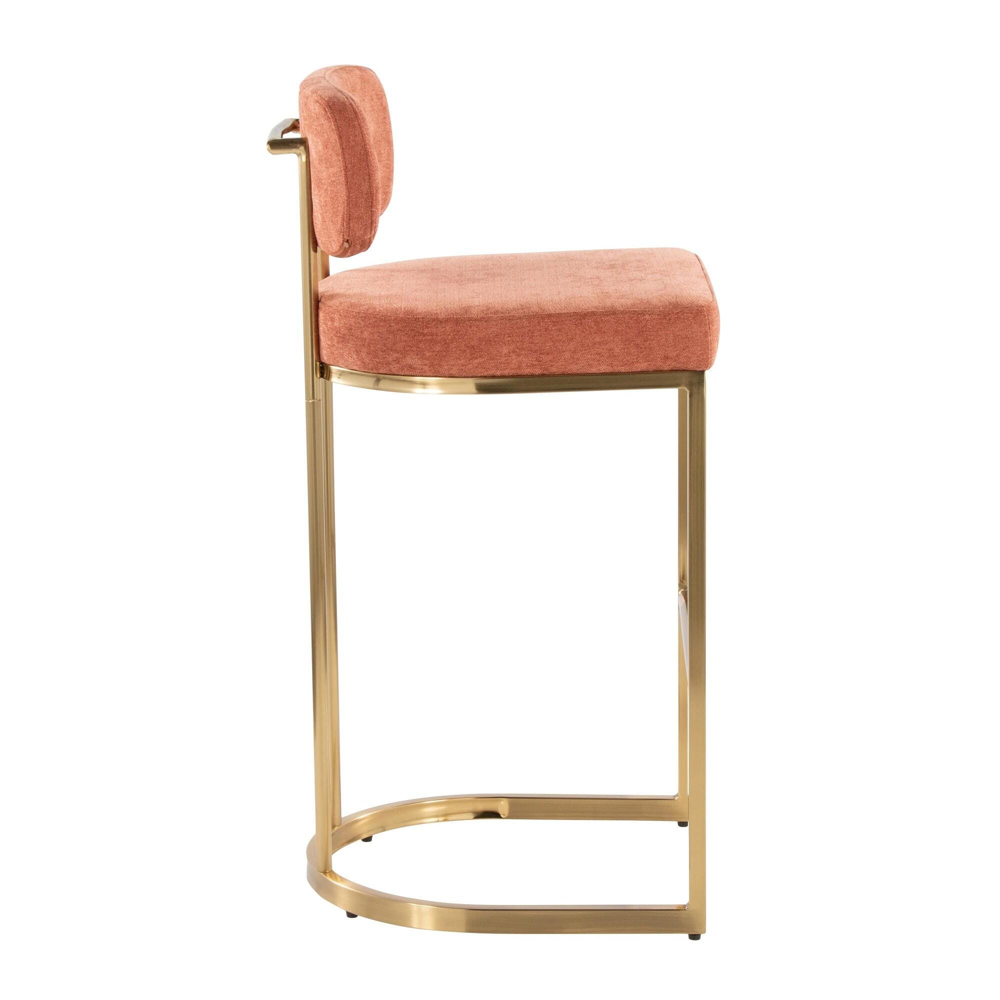 LumiSource Demi Bar Height Bar Stool (Set of 2), Salmon/Gold, large