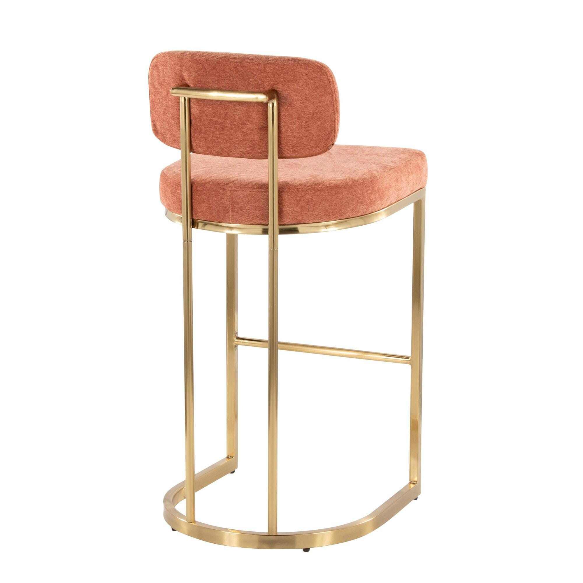 LumiSource Demi Bar Height Bar Stool (Set of 2), Salmon/Gold, large