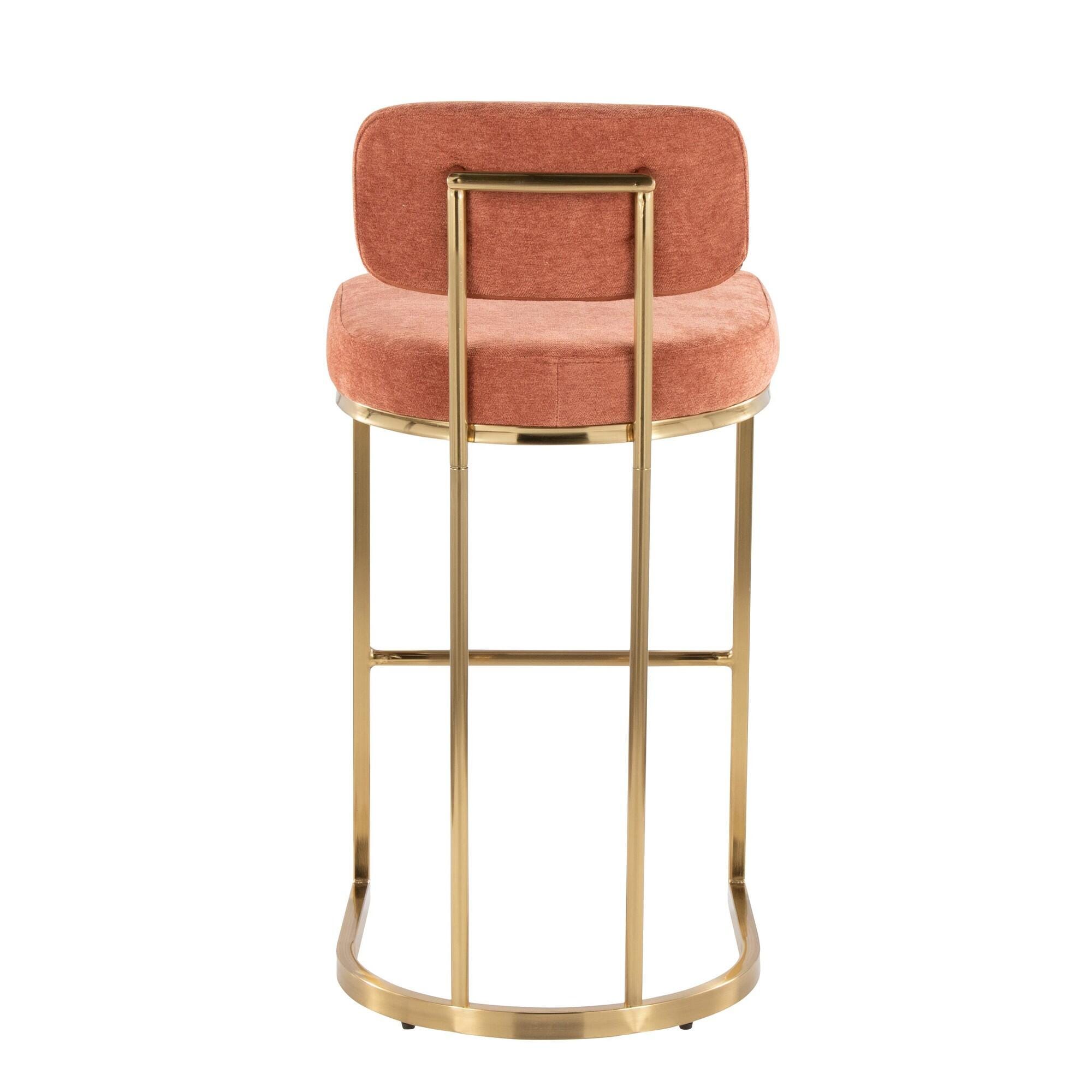 LumiSource Demi Bar Height Bar Stool (Set of 2), Salmon/Gold, large