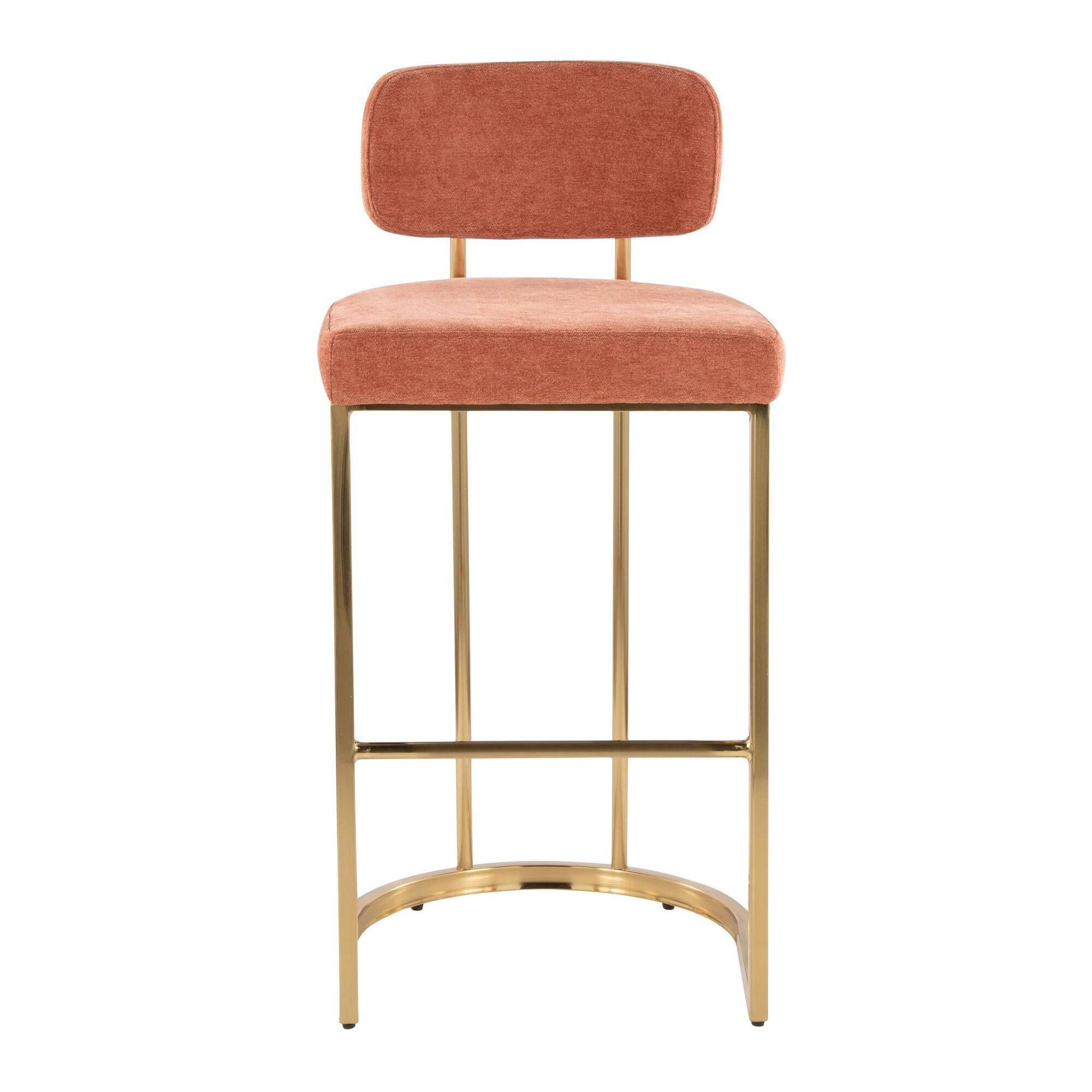 LumiSource Demi Bar Height Bar Stool (Set of 2), Salmon/Gold, large