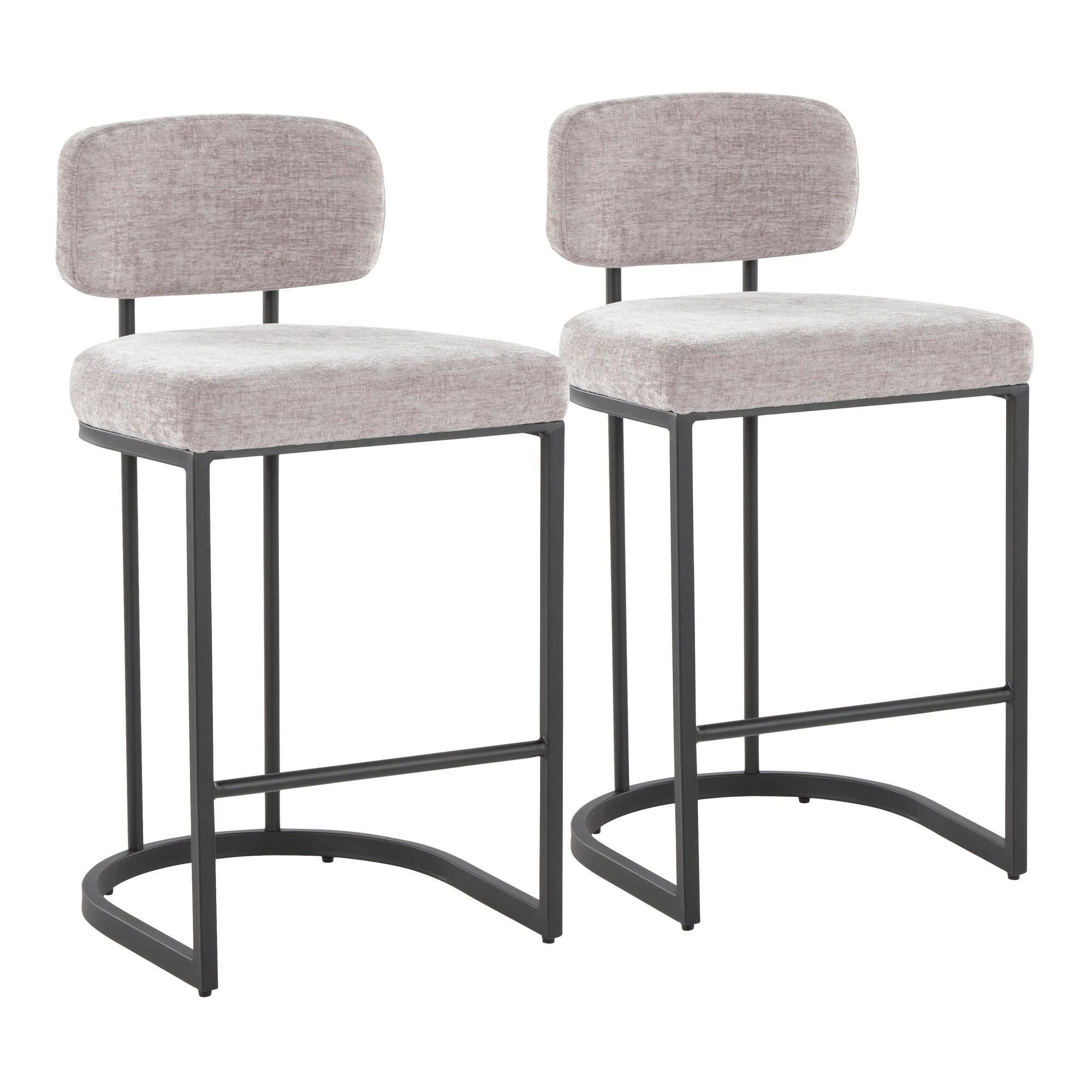 LumiSource Demi Counter Height Bar Stool (Set of 2), Light Gray/Black, large