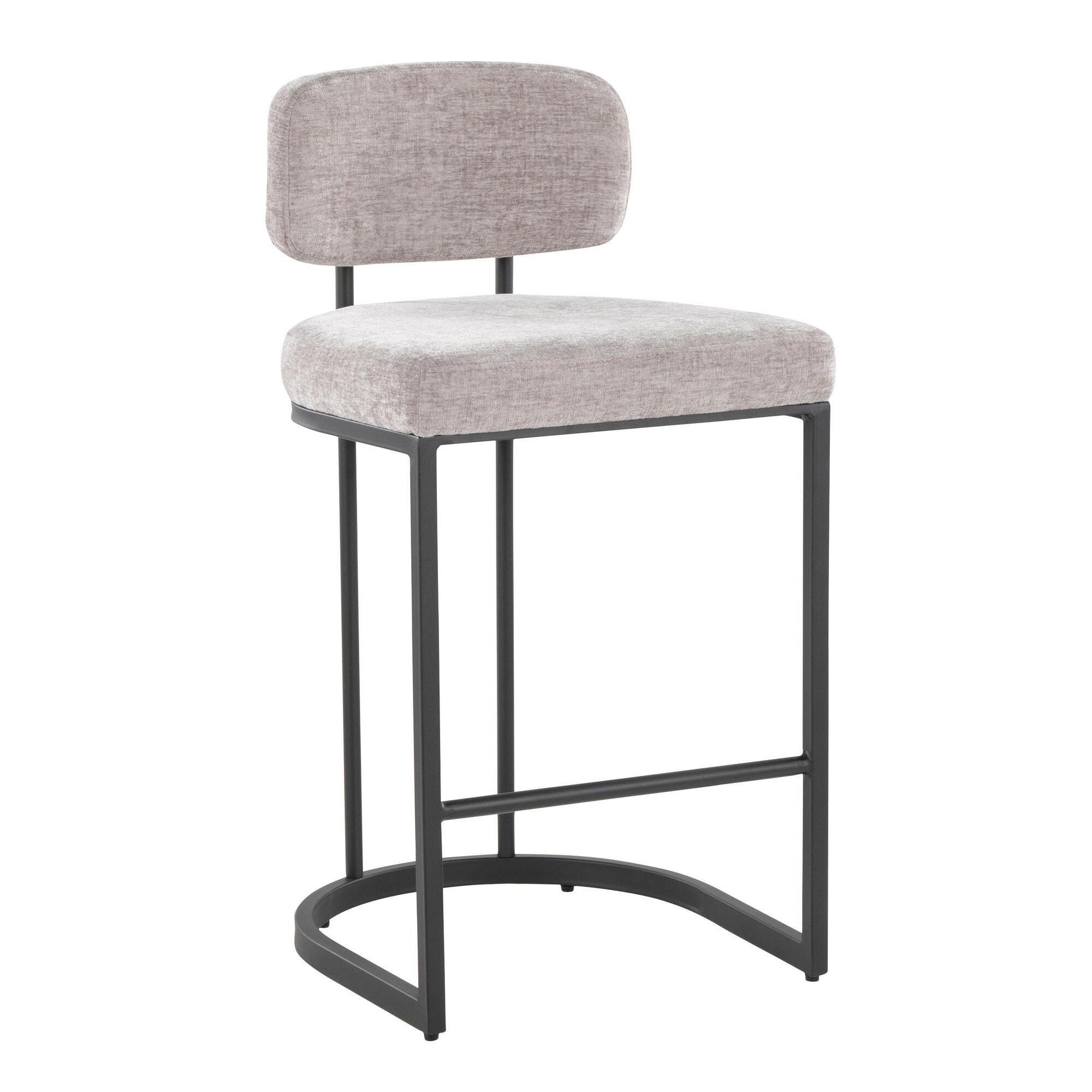 LumiSource Demi Counter Height Bar Stool (Set of 2), Light Gray/Black, large