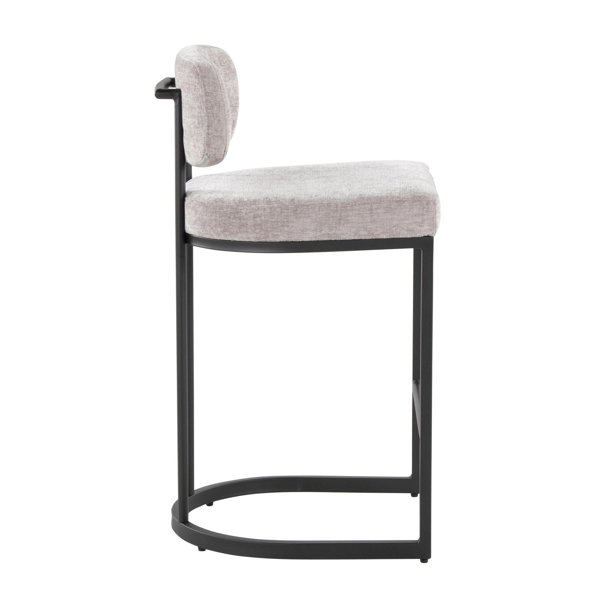 LumiSource Demi Counter Height Bar Stool (Set of 2), Light Gray/Black, large