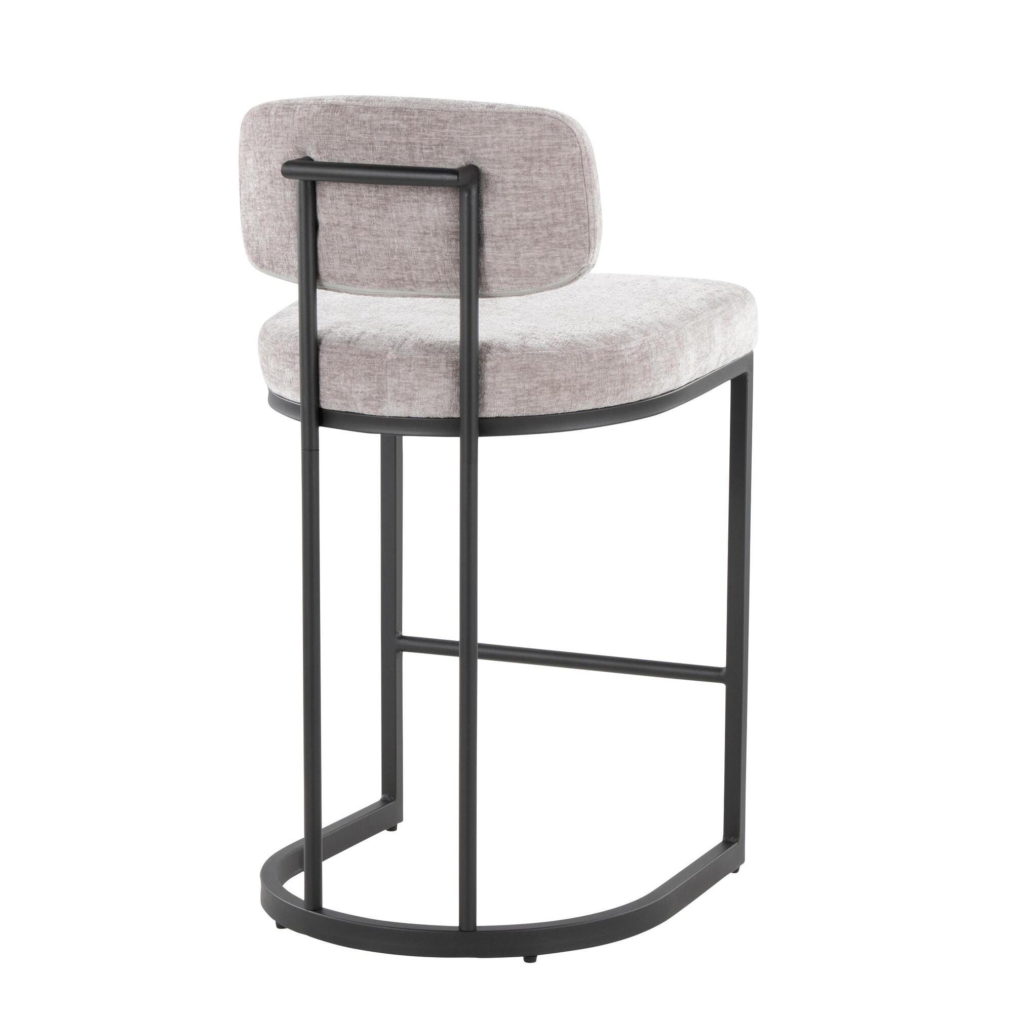 LumiSource Demi Counter Height Bar Stool (Set of 2), Light Gray/Black, large