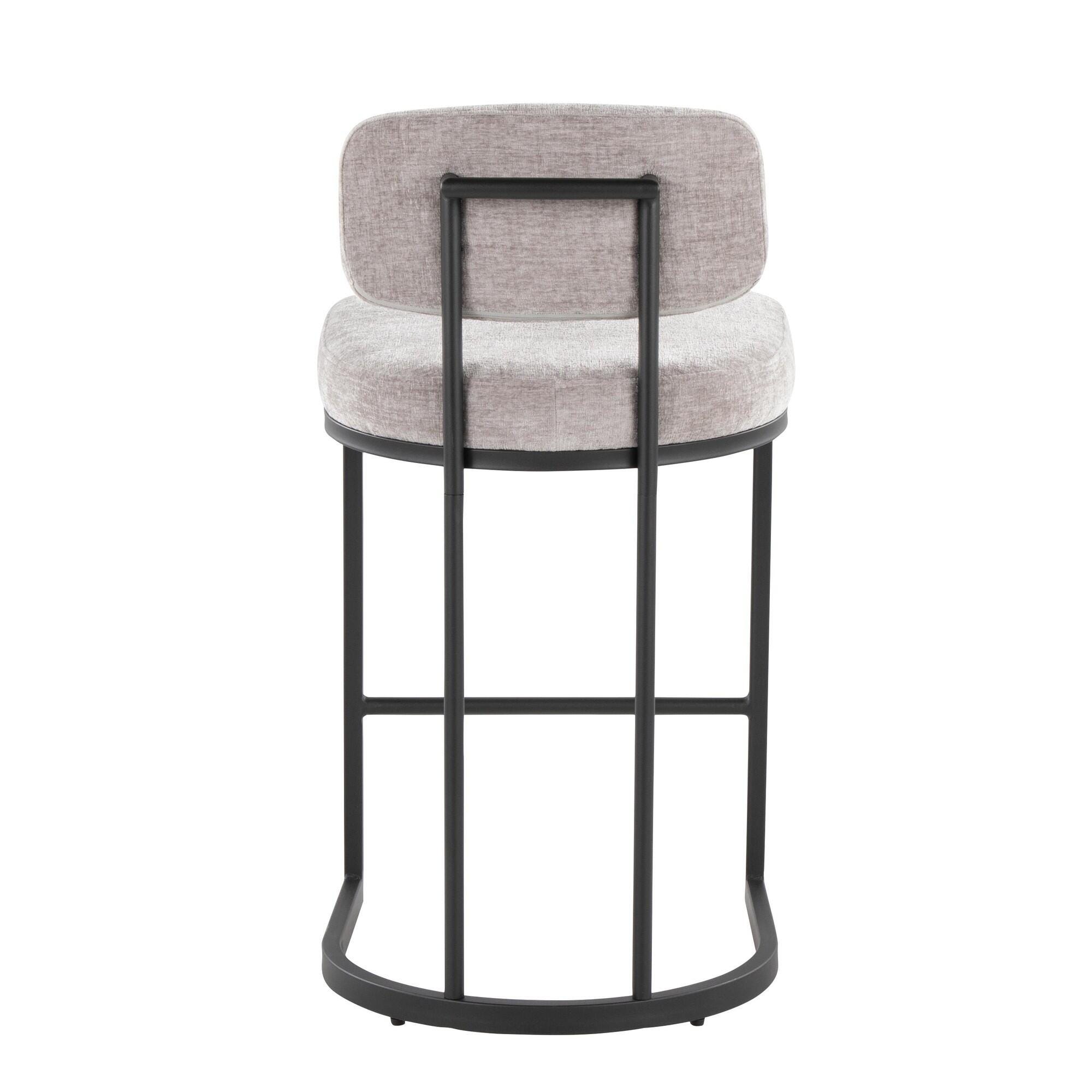 LumiSource Demi Counter Height Bar Stool (Set of 2), Light Gray/Black, large