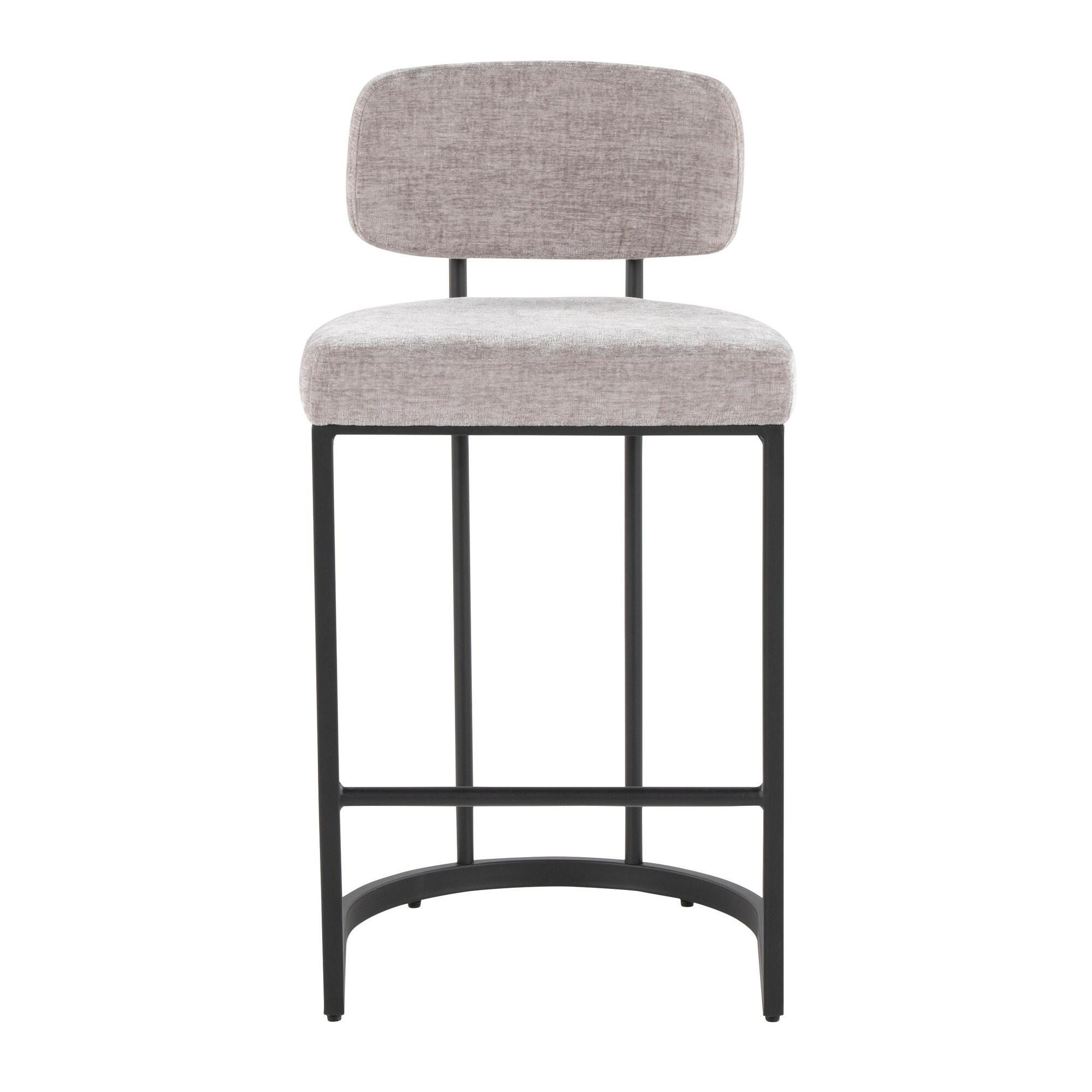 LumiSource Demi Counter Height Bar Stool (Set of 2), Light Gray/Black, large