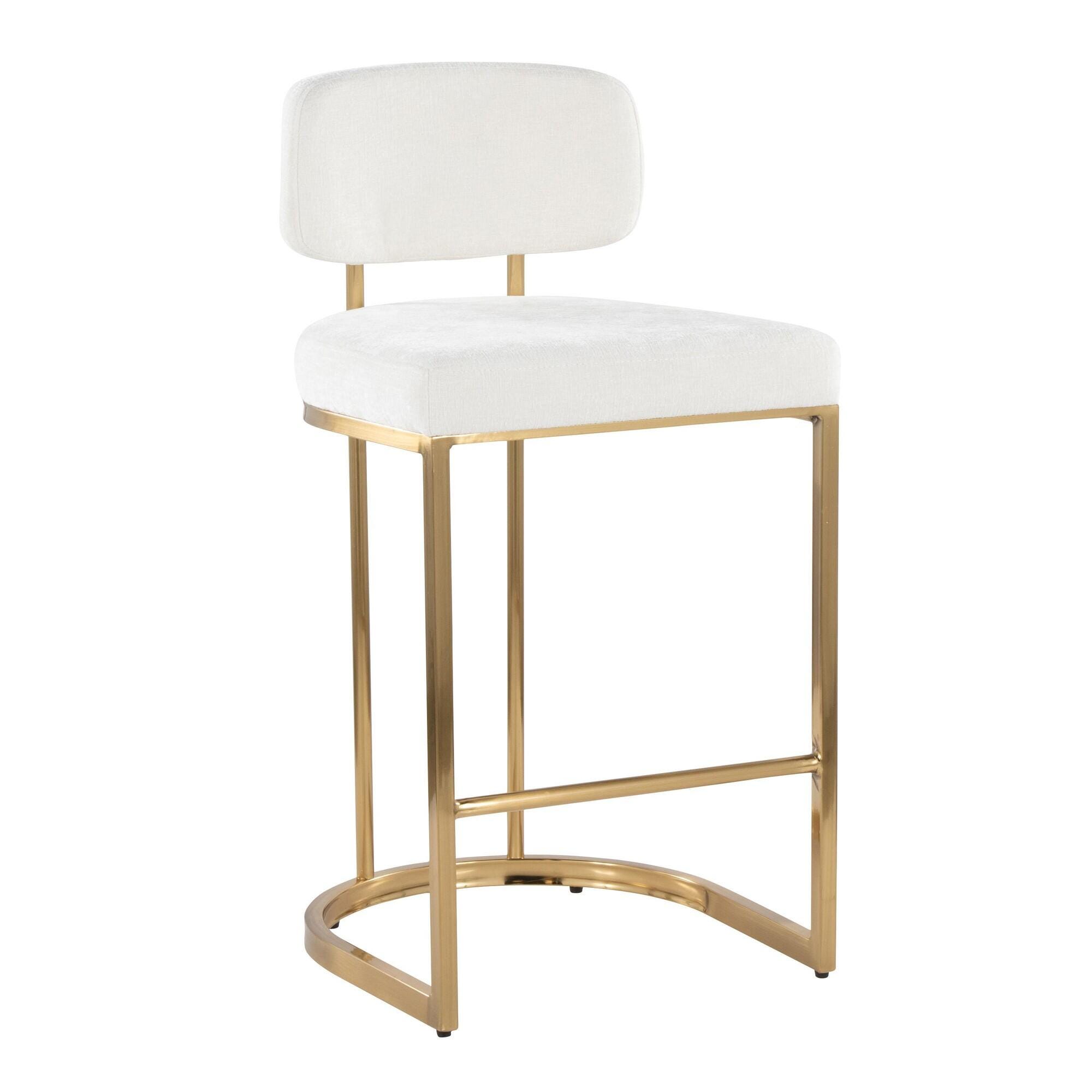 LumiSource Demi Counter Height Bar Stool (Set of 2), Cream/Gold, large