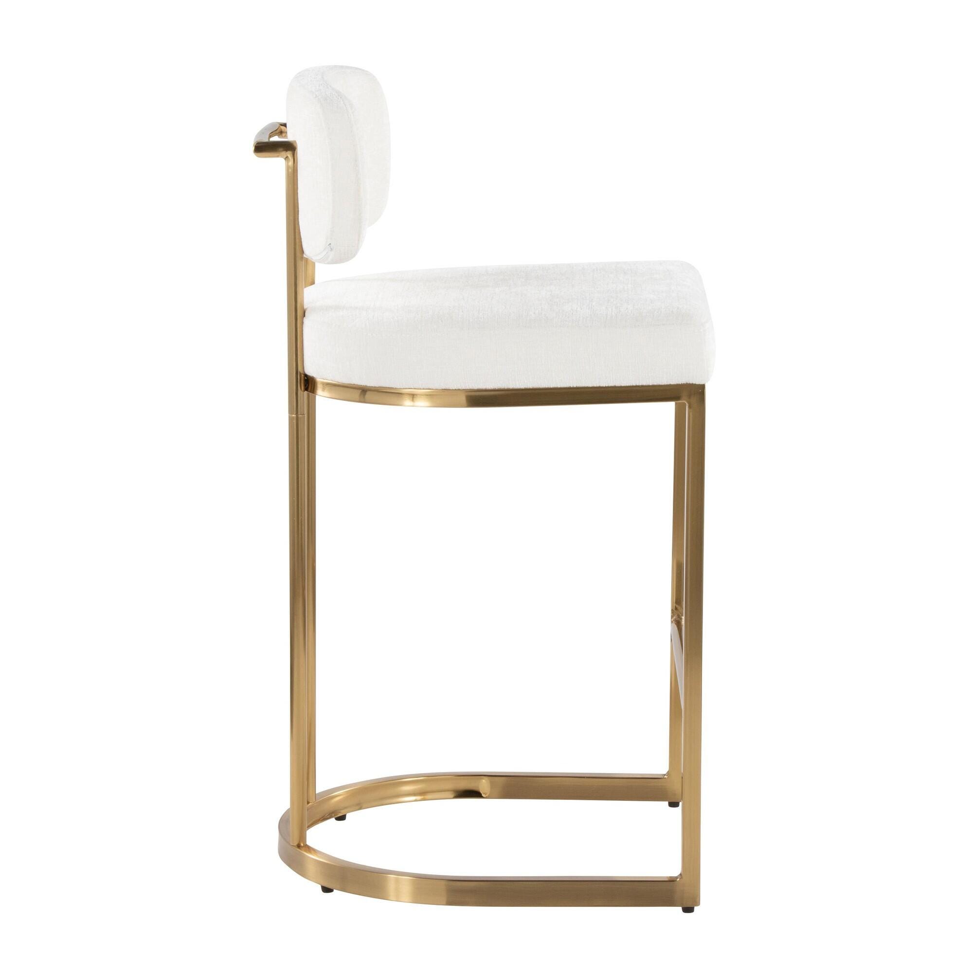 LumiSource Demi Counter Height Bar Stool (Set of 2), Cream/Gold, large