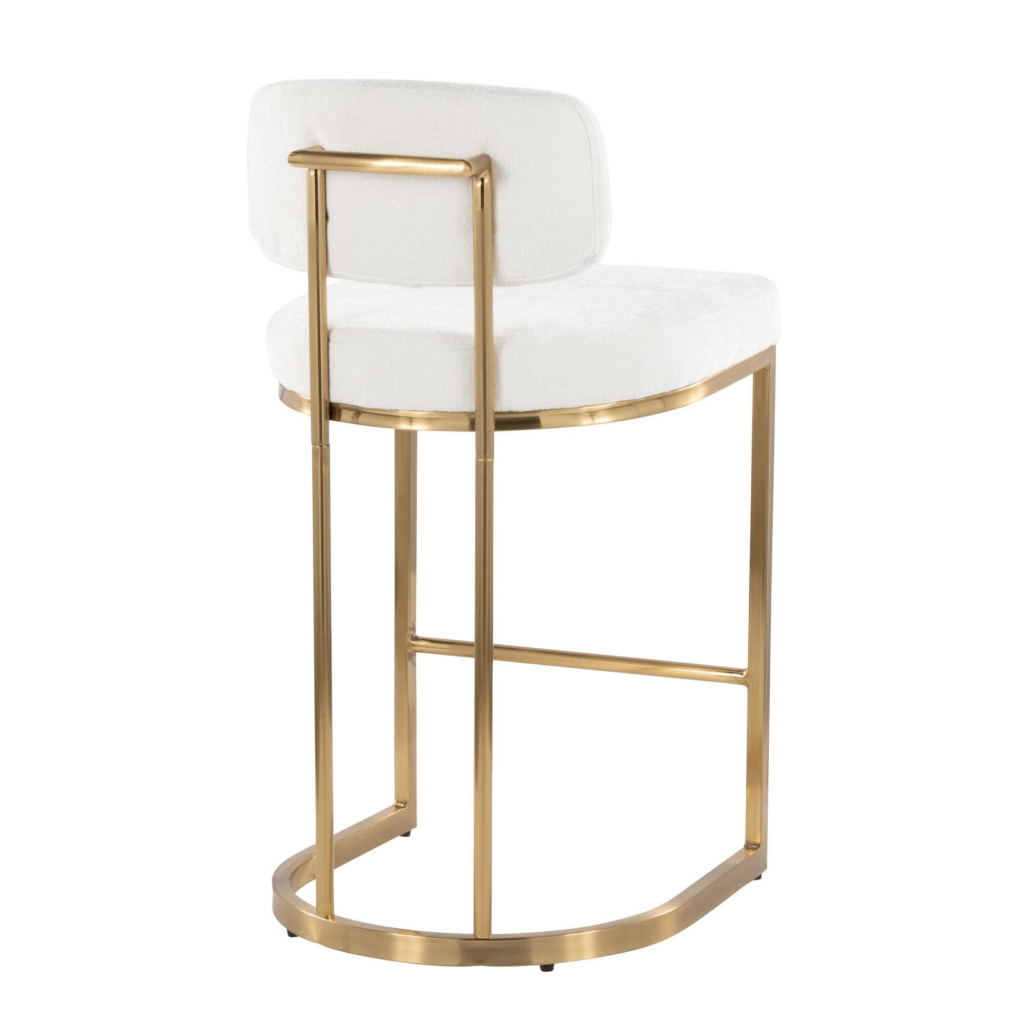 LumiSource Demi Counter Height Bar Stool (Set of 2), Cream/Gold, large
