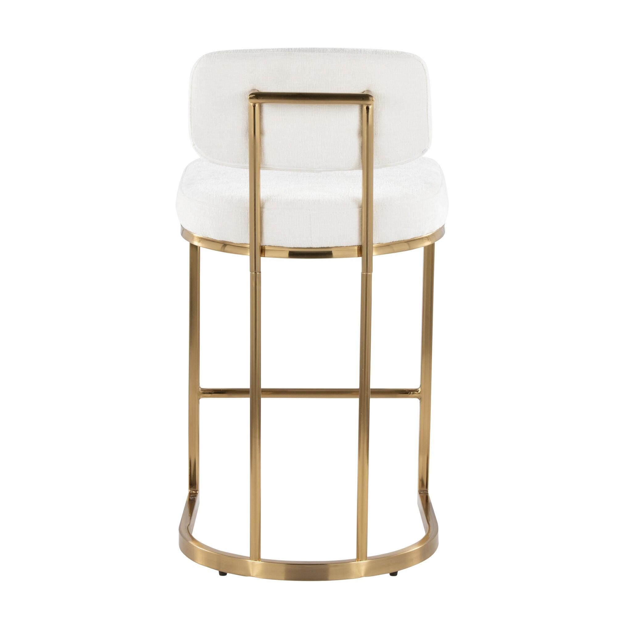 LumiSource Demi Counter Height Bar Stool (Set of 2), Cream/Gold, large