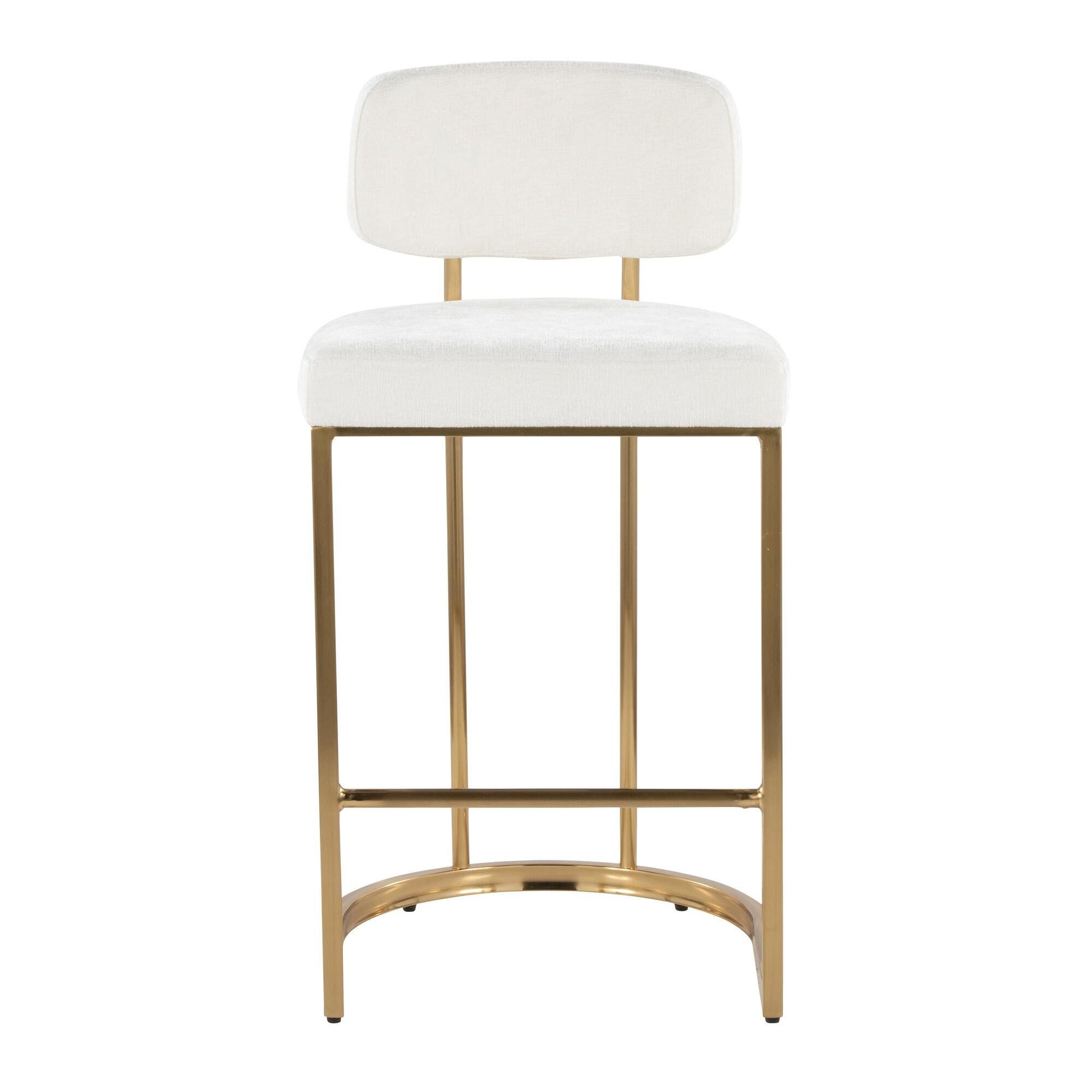 LumiSource Demi Counter Height Bar Stool (Set of 2), Cream/Gold, large