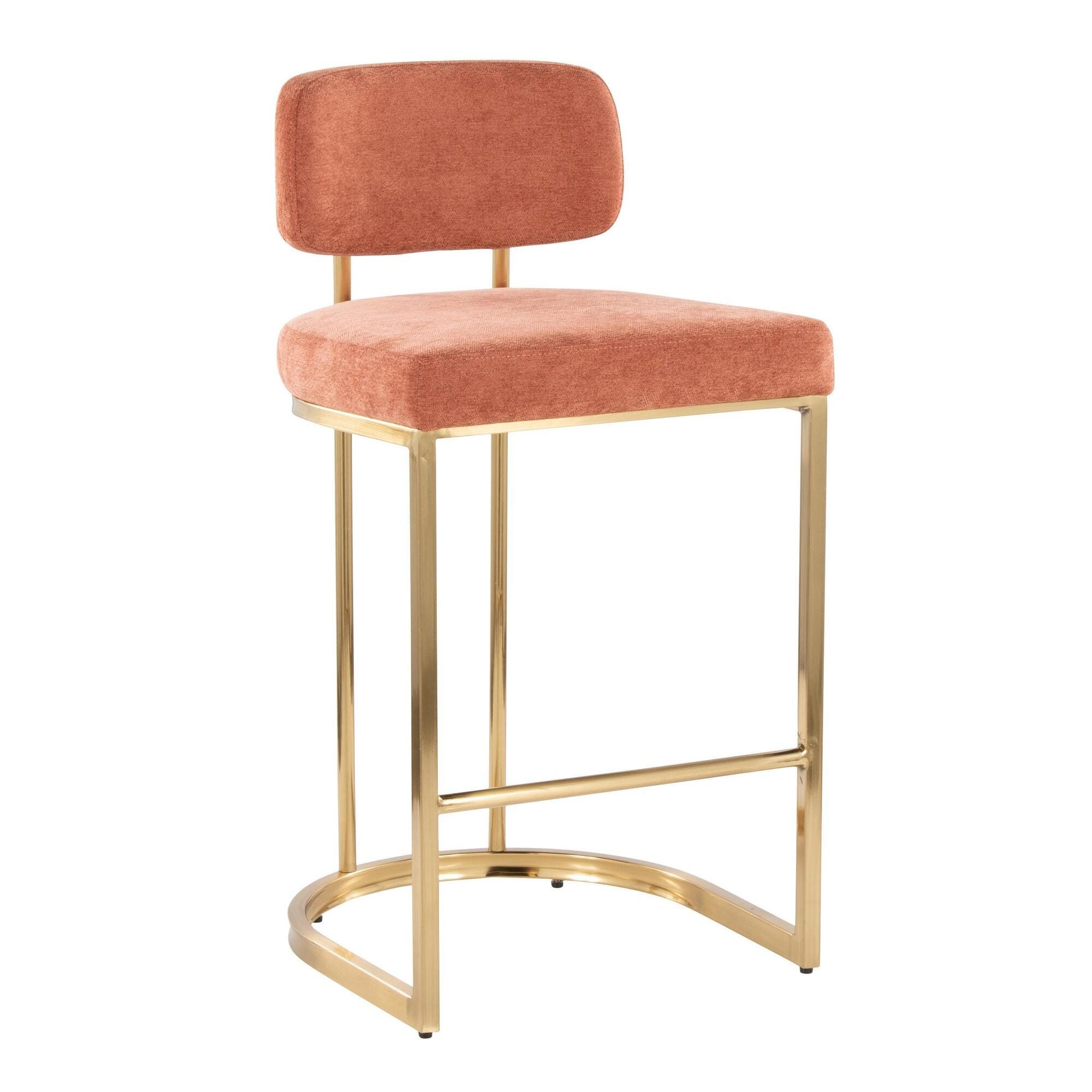 LumiSource Demi Counter Height Bar Stool (Set of 2), Salmon/Gold, large