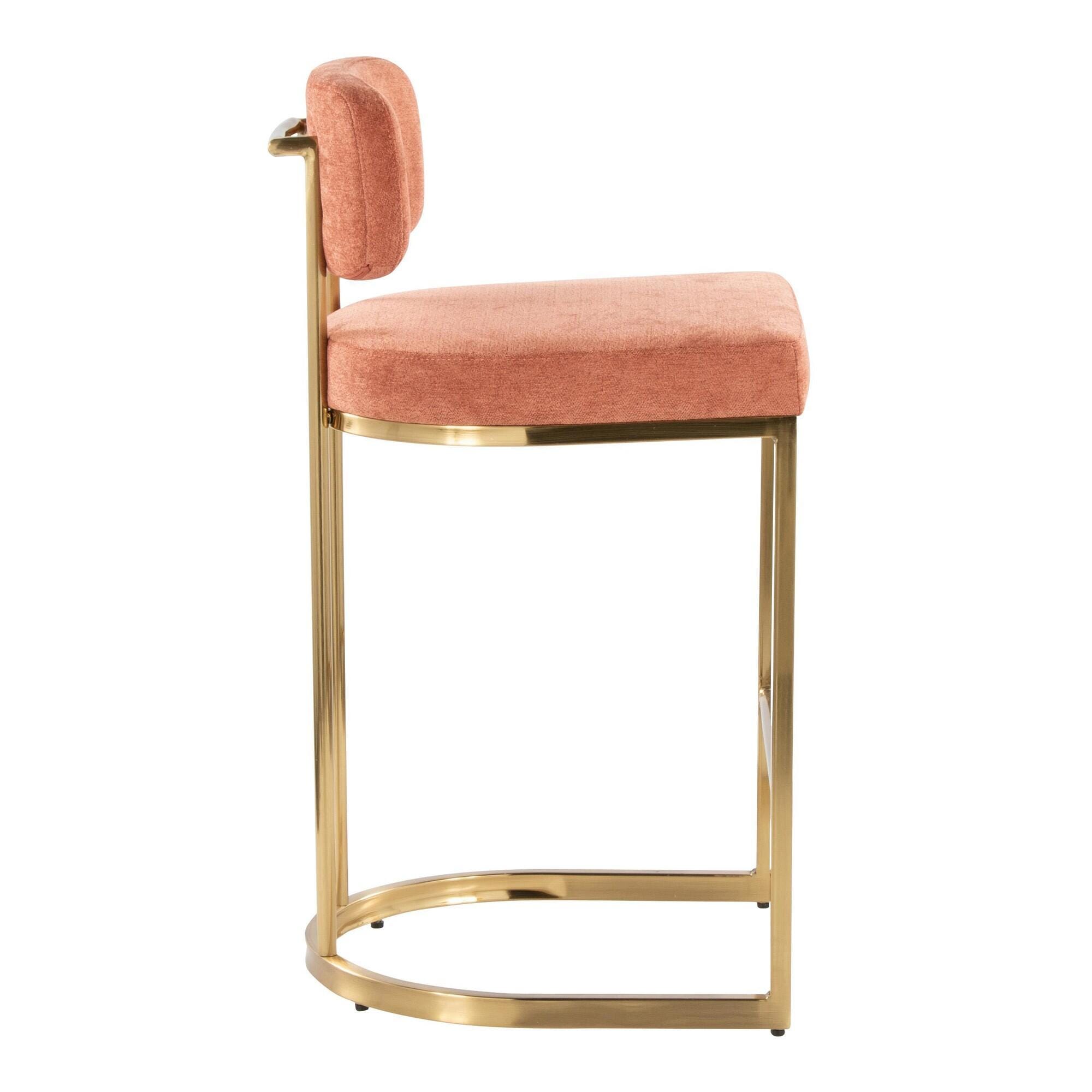 LumiSource Demi Counter Height Bar Stool (Set of 2), Salmon/Gold, large