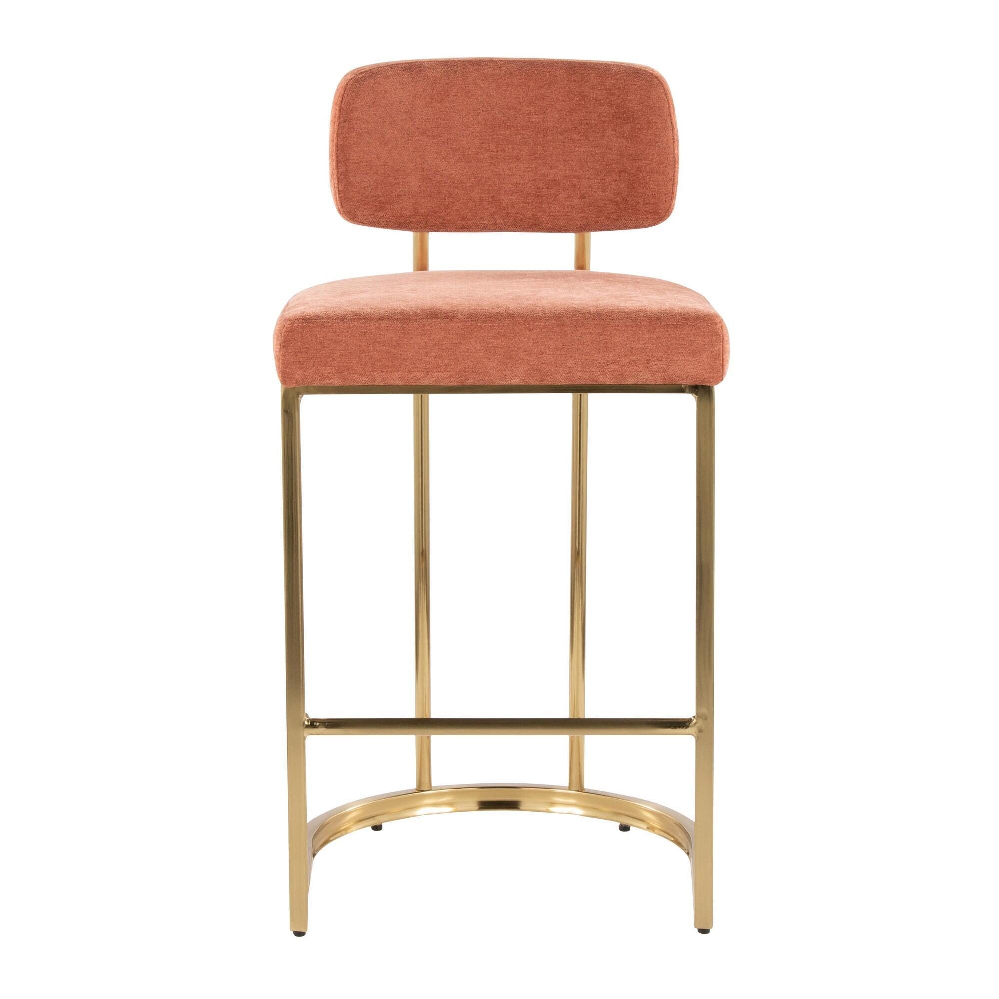 LumiSource Demi Counter Height Bar Stool (Set of 2), Salmon/Gold, large