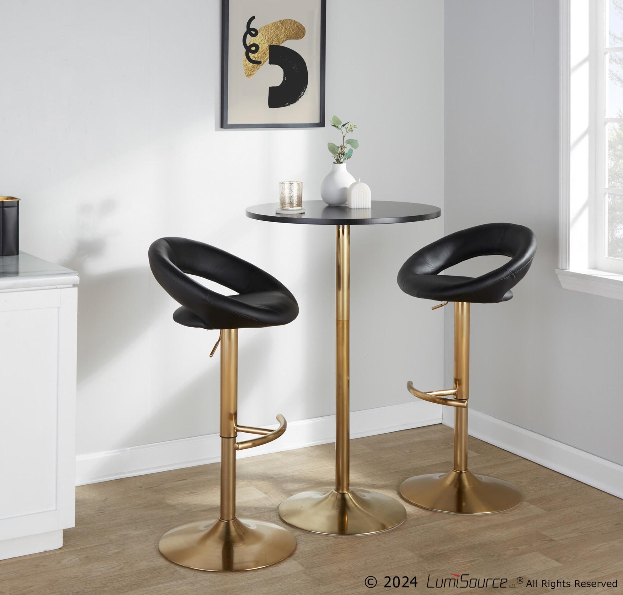 LumiSource Pebble Adjustable Bar Table, Black/Gold, large