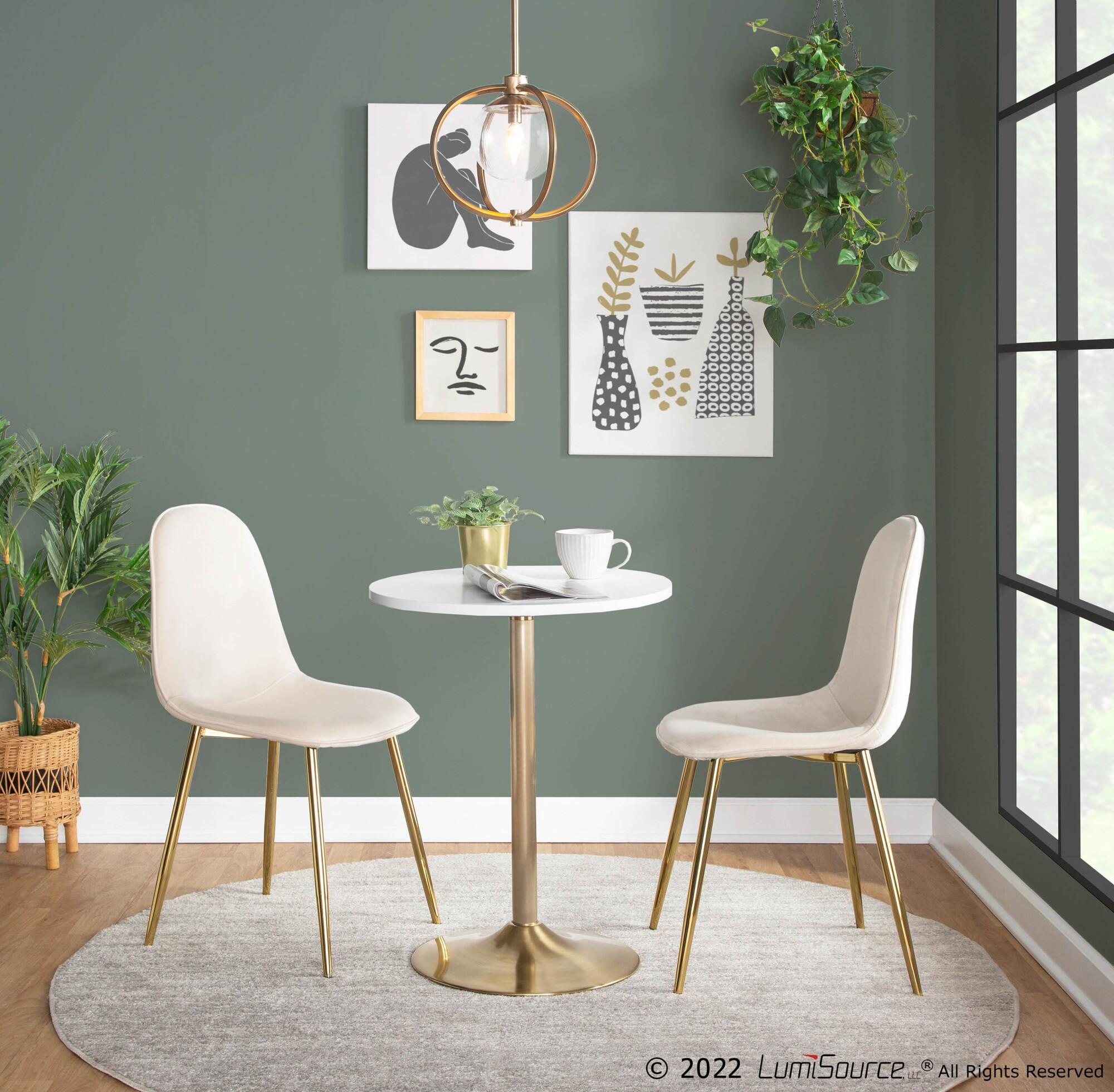 LumiSource Pebble Adjustable Bar Table, White/Gold, large