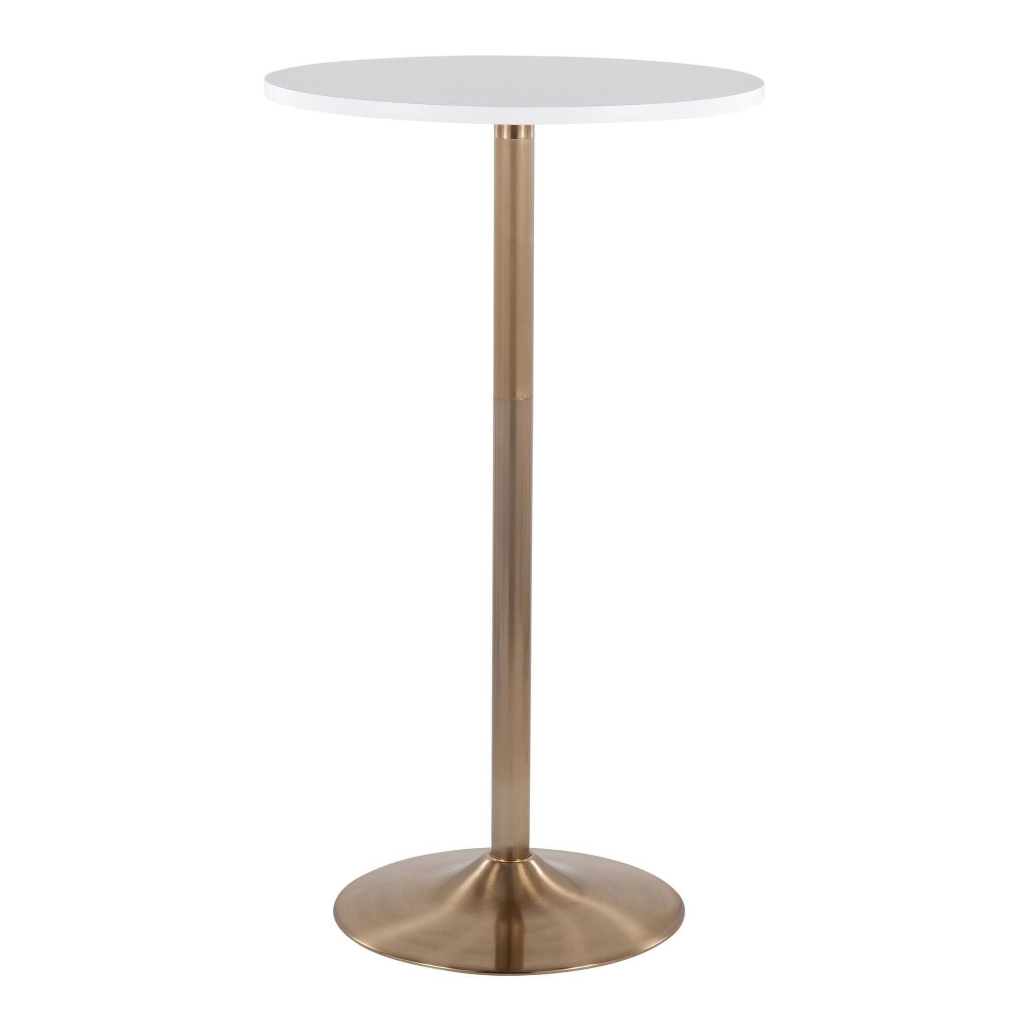 LumiSource Pebble Adjustable Bar Table, White/Gold, large