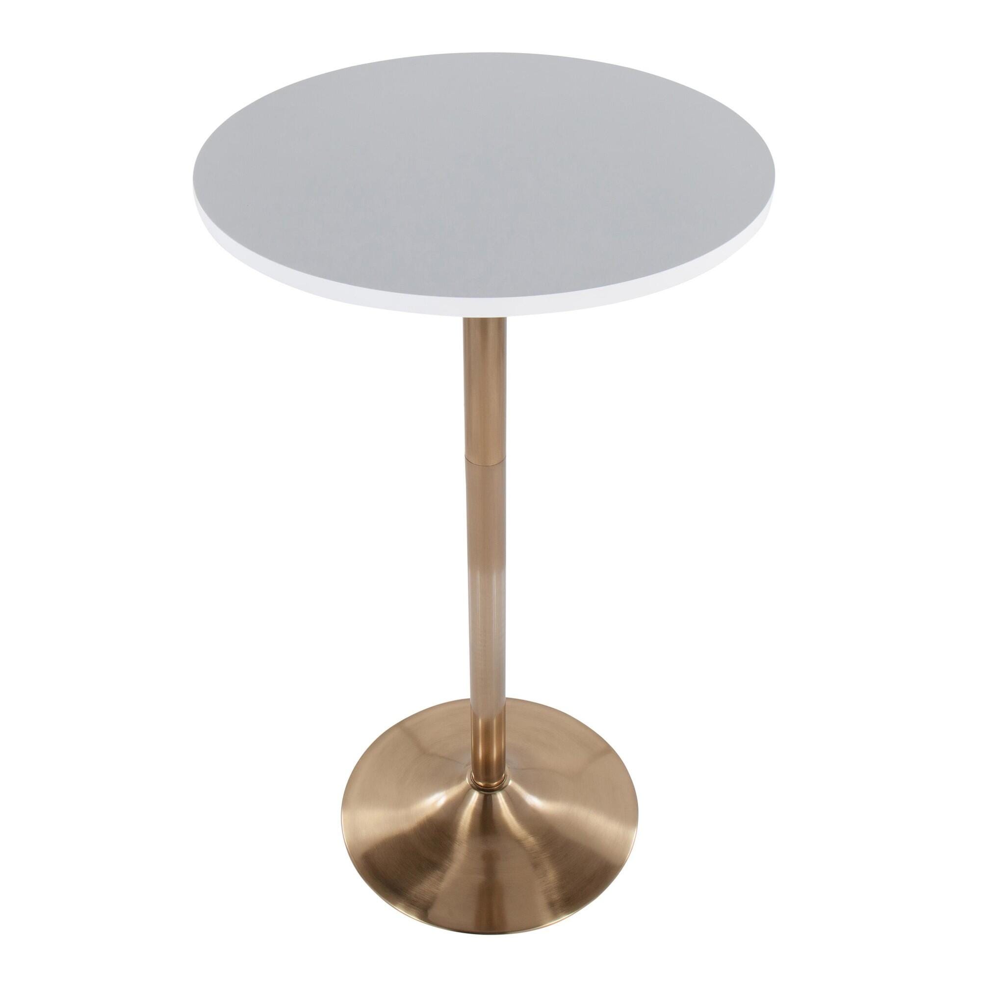 LumiSource Pebble Adjustable Bar Table, White/Gold, large