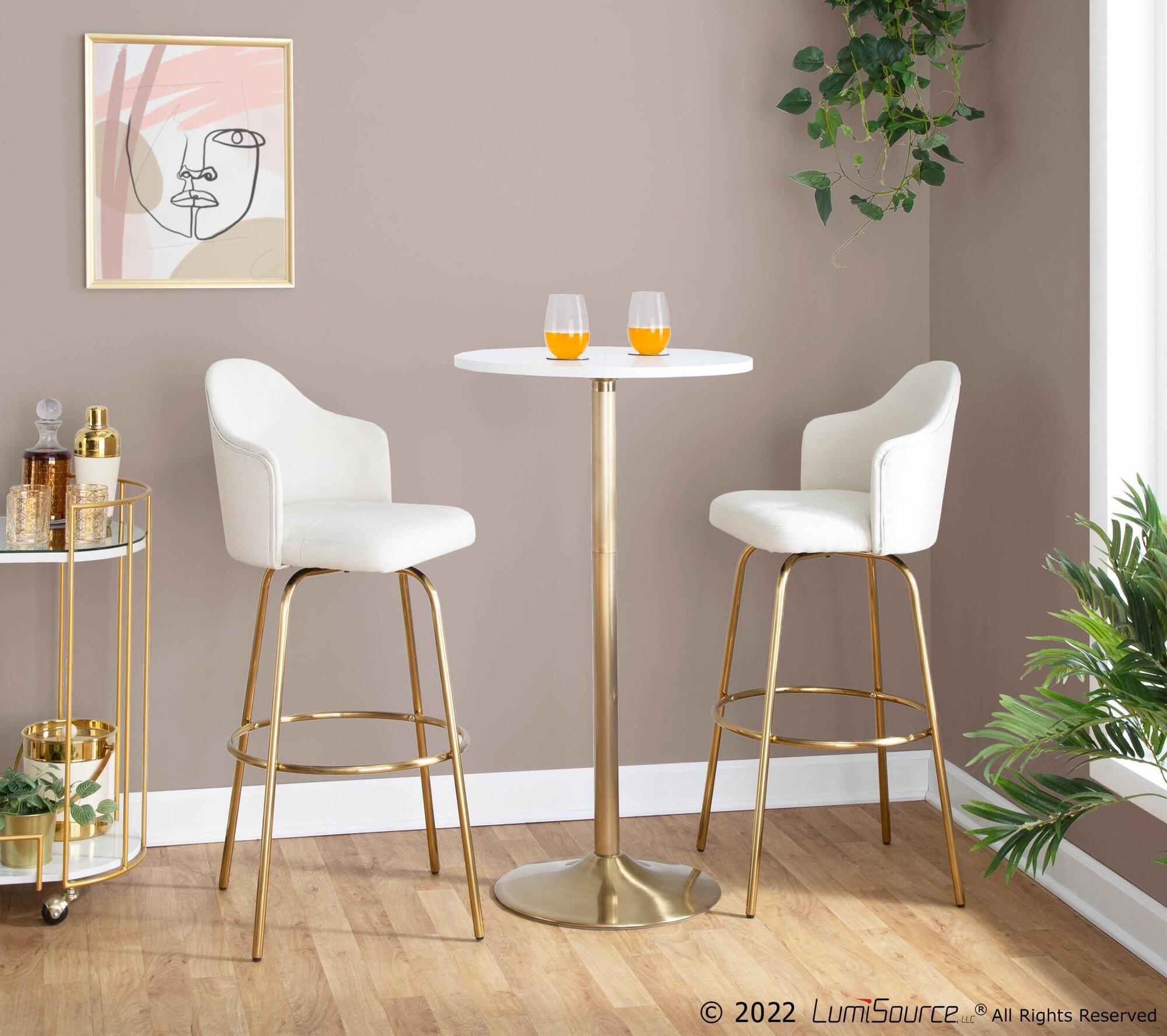 LumiSource Pebble Adjustable Bar Table, White/Gold, large