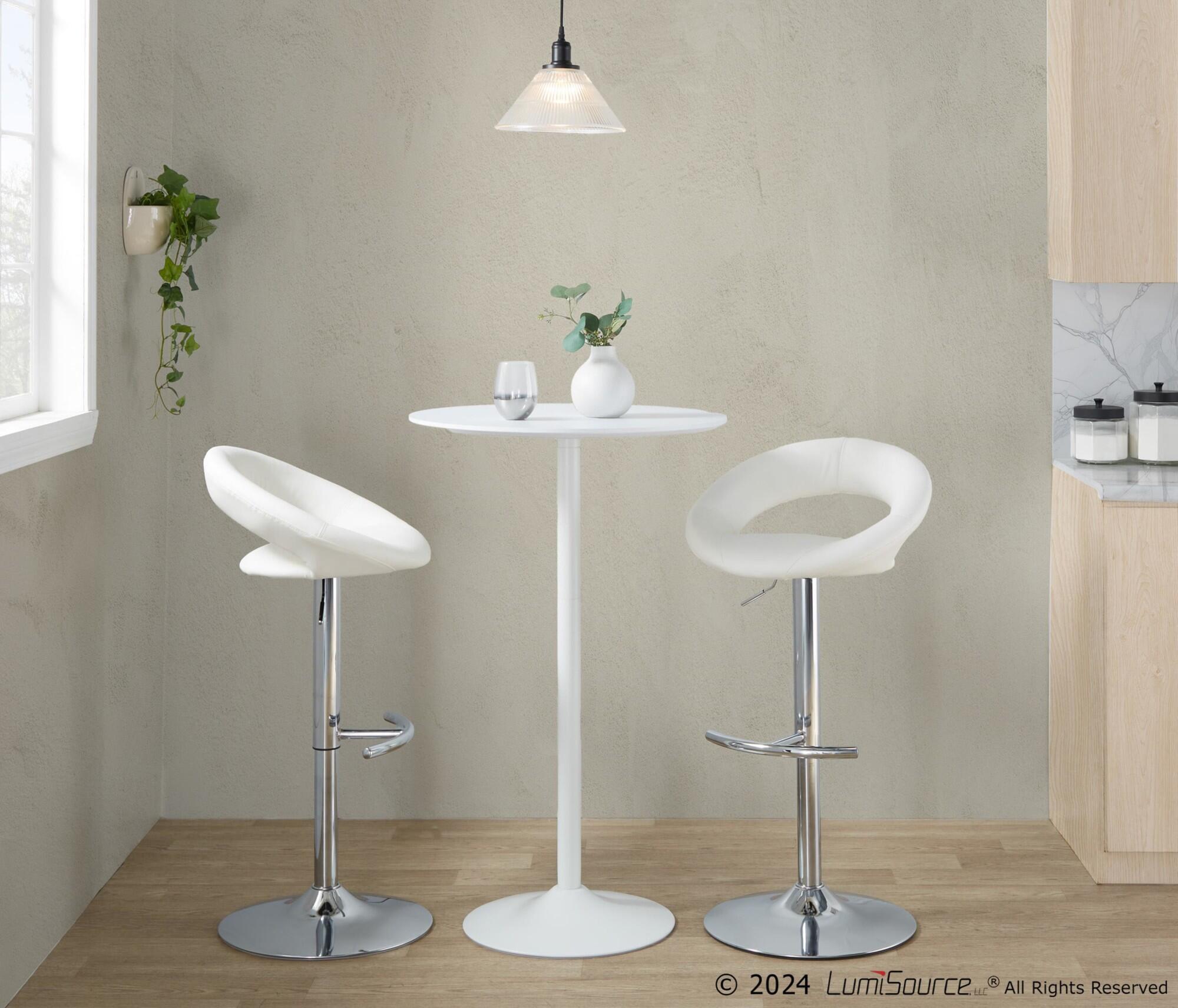 LumiSource Pebble Adjustable Height Bar Table, White, large