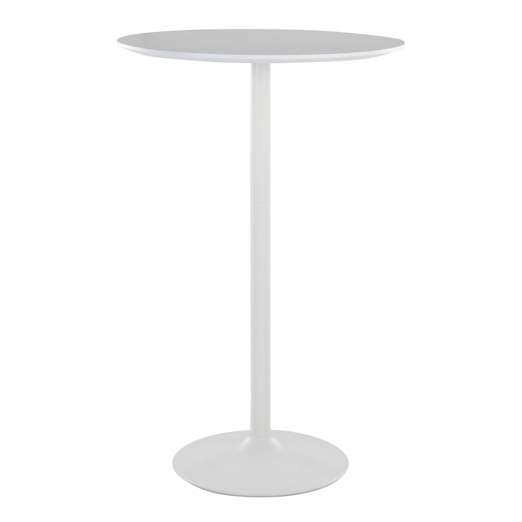 LumiSource Pebble Adjustable Height Bar Table, White, large